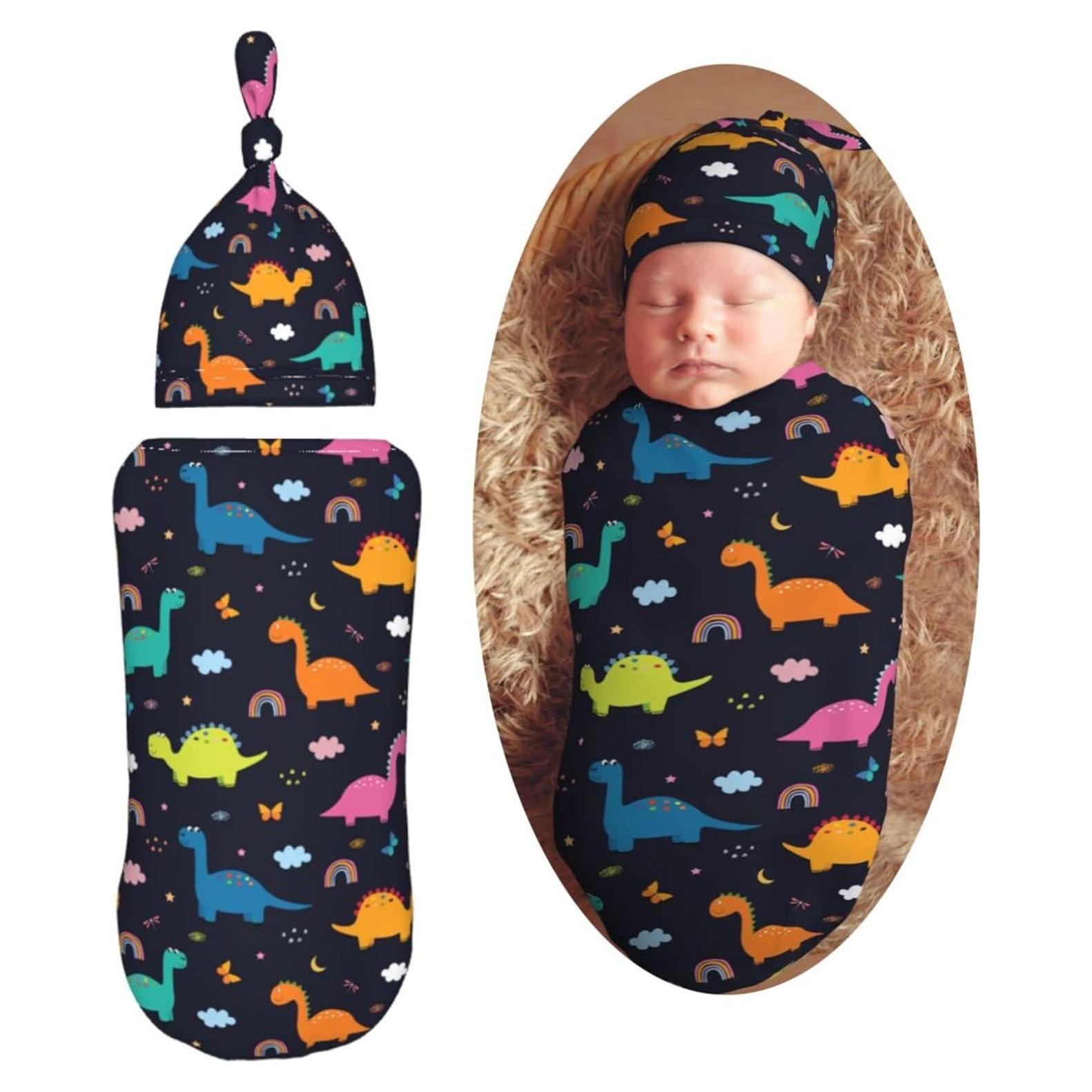 Manta de Envuelo Auhomea para Recién Nacidos Dinosaurios 29x53 cm
