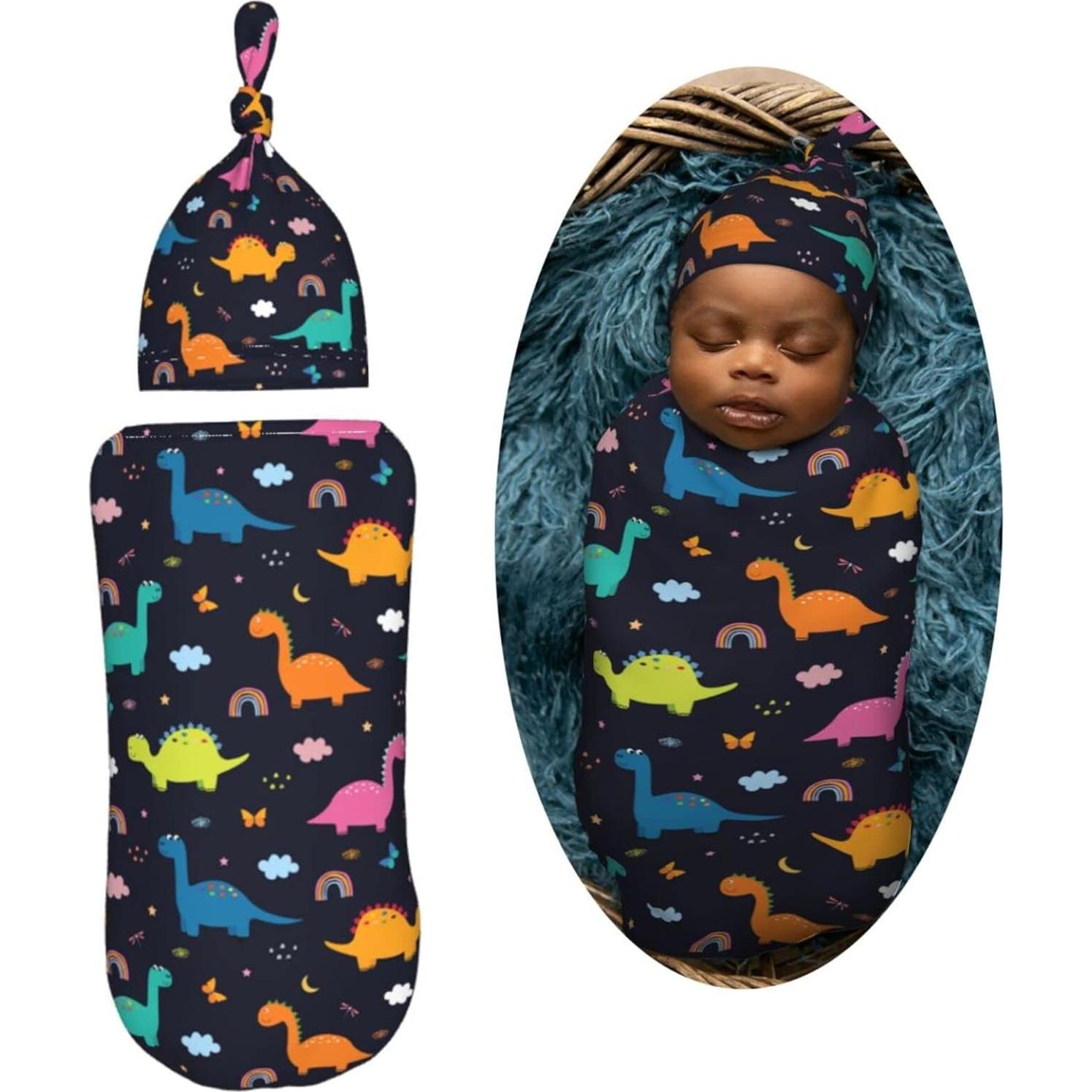 Manta de Envuelo Auhomea para Recién Nacidos Dinosaurios 29x53 cm