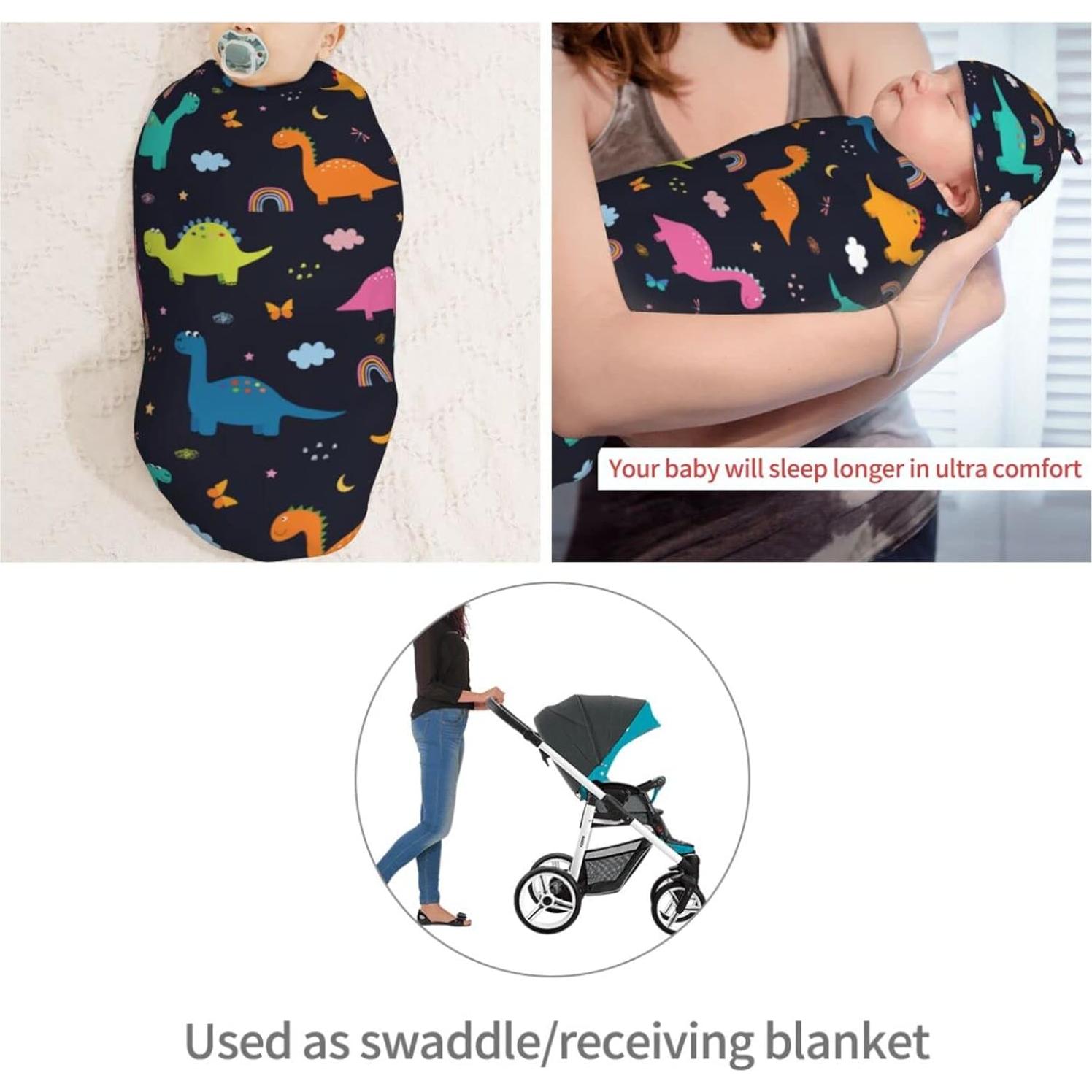 Manta de Envuelo Auhomea para Recién Nacidos Dinosaurios 29x53 cm