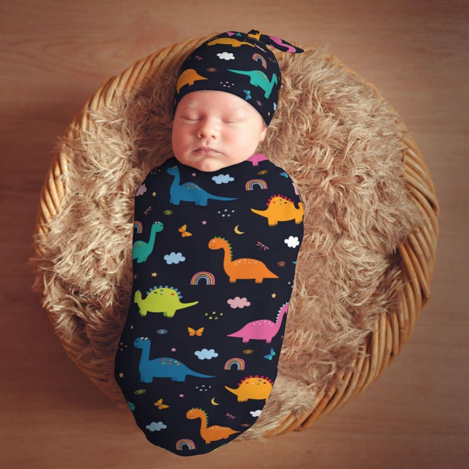 Manta de Envuelo Auhomea para Recién Nacidos Dinosaurios 29x53 cm