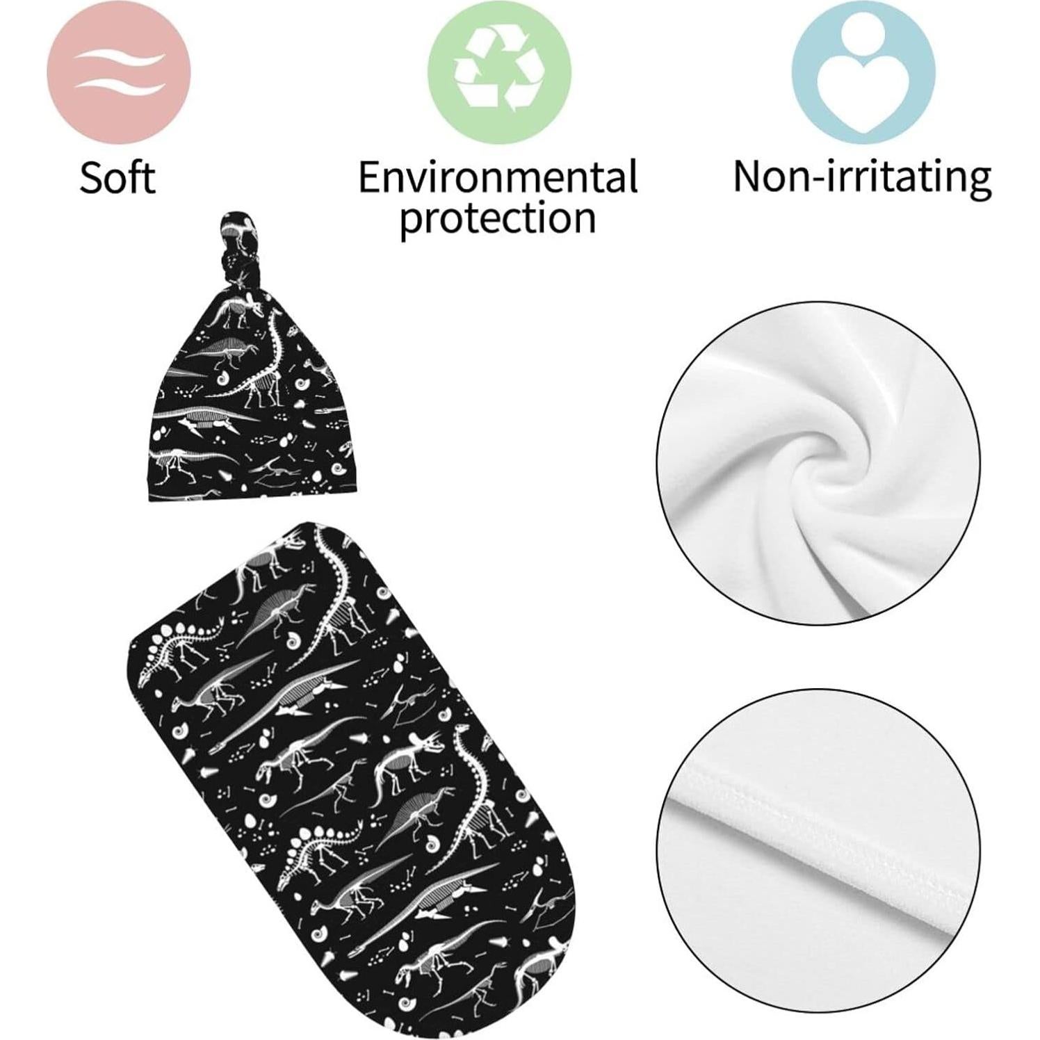 Manta Envueltos Bebés Ykklima Dinosaurio 53x29 cm con Sombrero