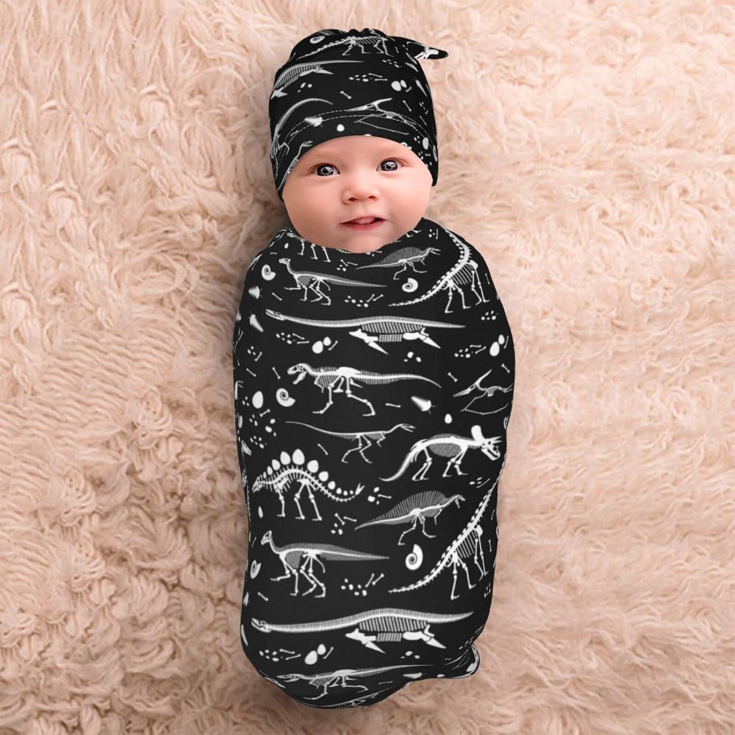 Manta Envueltos Bebés Ykklima Dinosaurio 53x29 cm con Sombrero