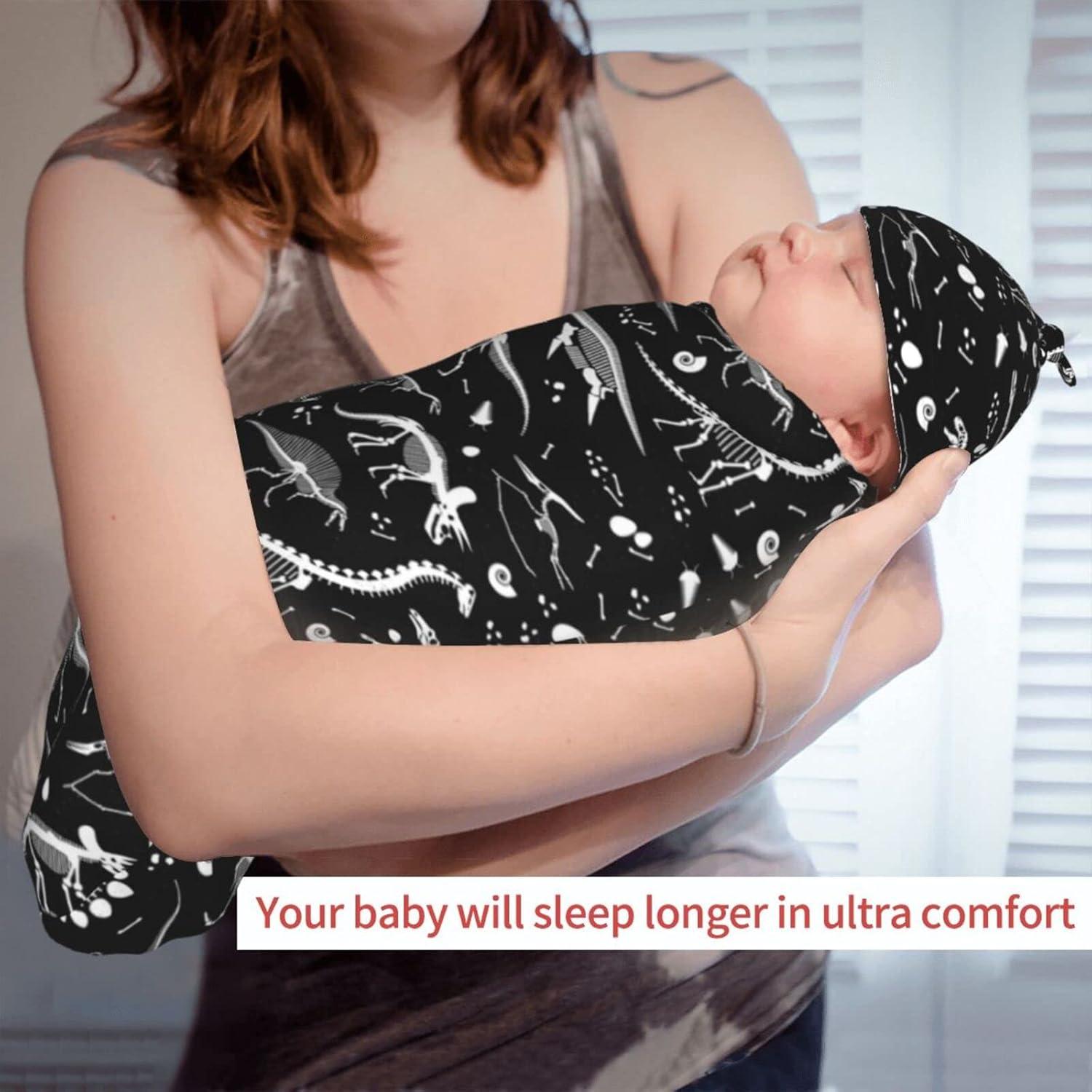 Manta Envueltos Bebés Ykklima Dinosaurio 53x29 cm con Sombrero