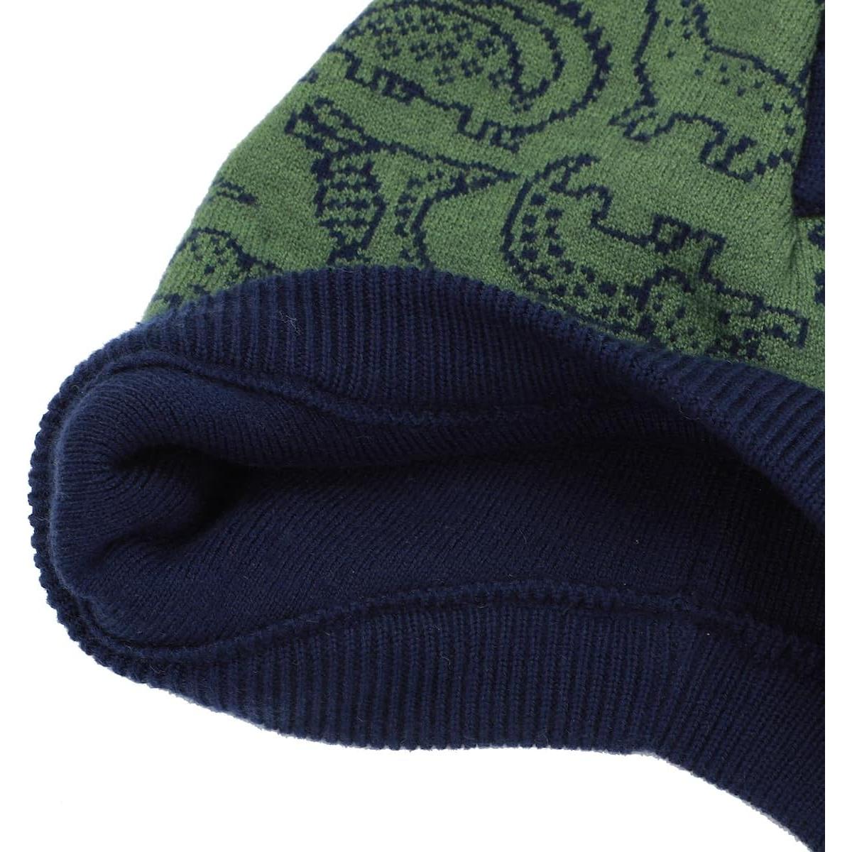 Conjunto Gorro y Manoplas Dinosaurio Estilo Peruano 0-24 meses