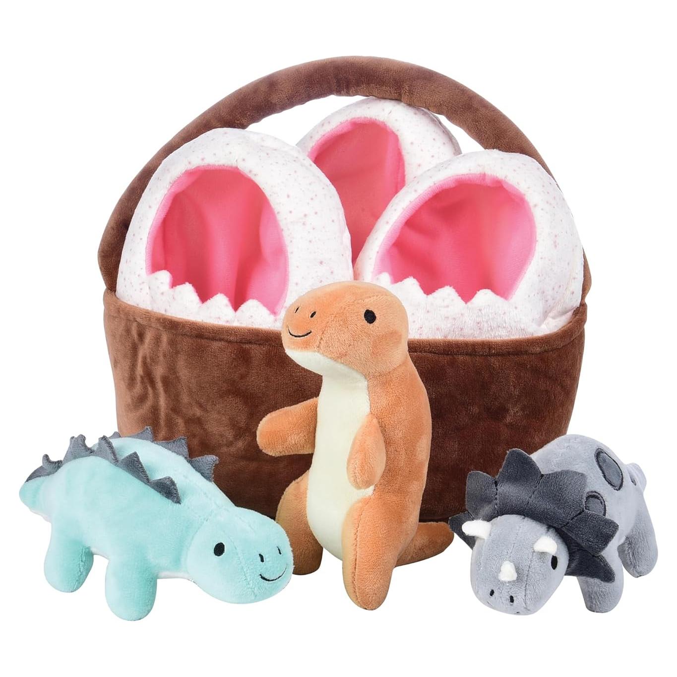 Cesta de Muñecos de Peluche Dinosaurios Bebé Cre8tive Minds 7 Piezas