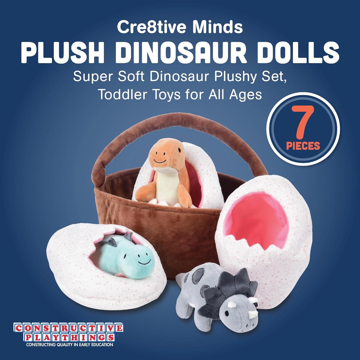 Cesta de Muñecos de Peluche Dinosaurios Bebé Cre8tive Minds 7 Piezas