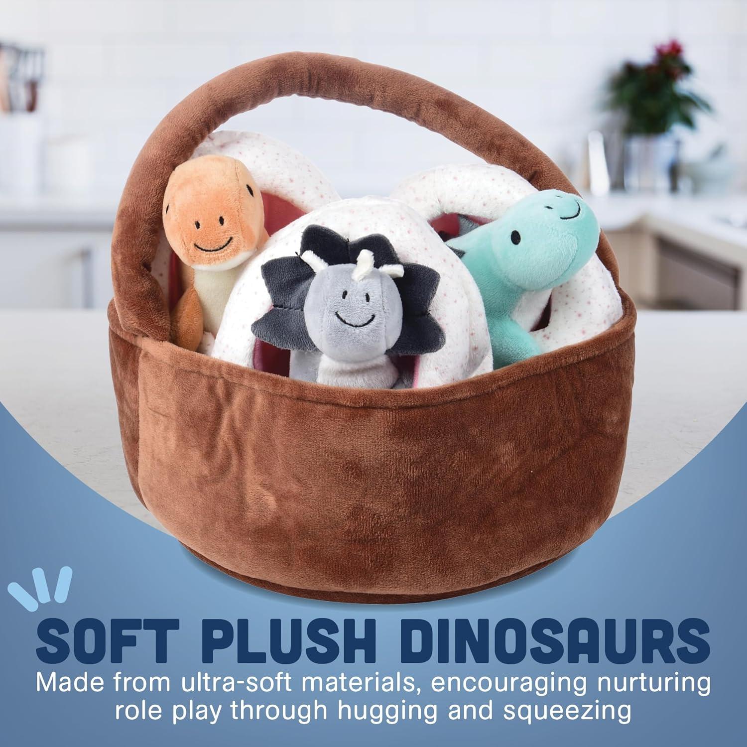 Cesta de Muñecos de Peluche Dinosaurios Bebé Cre8tive Minds 7 Piezas
