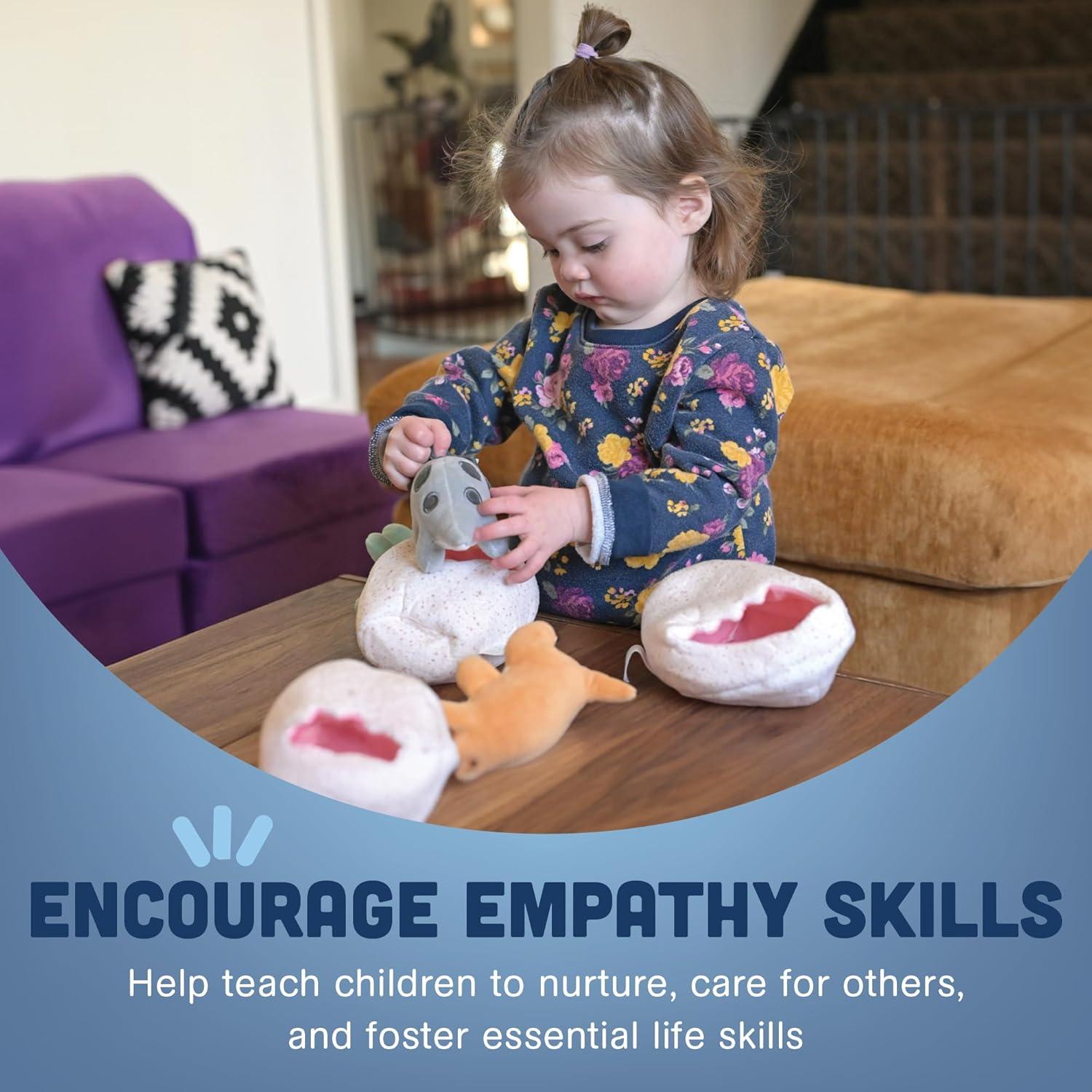 Cesta de Muñecos de Peluche Dinosaurios Bebé Cre8tive Minds 7 Piezas