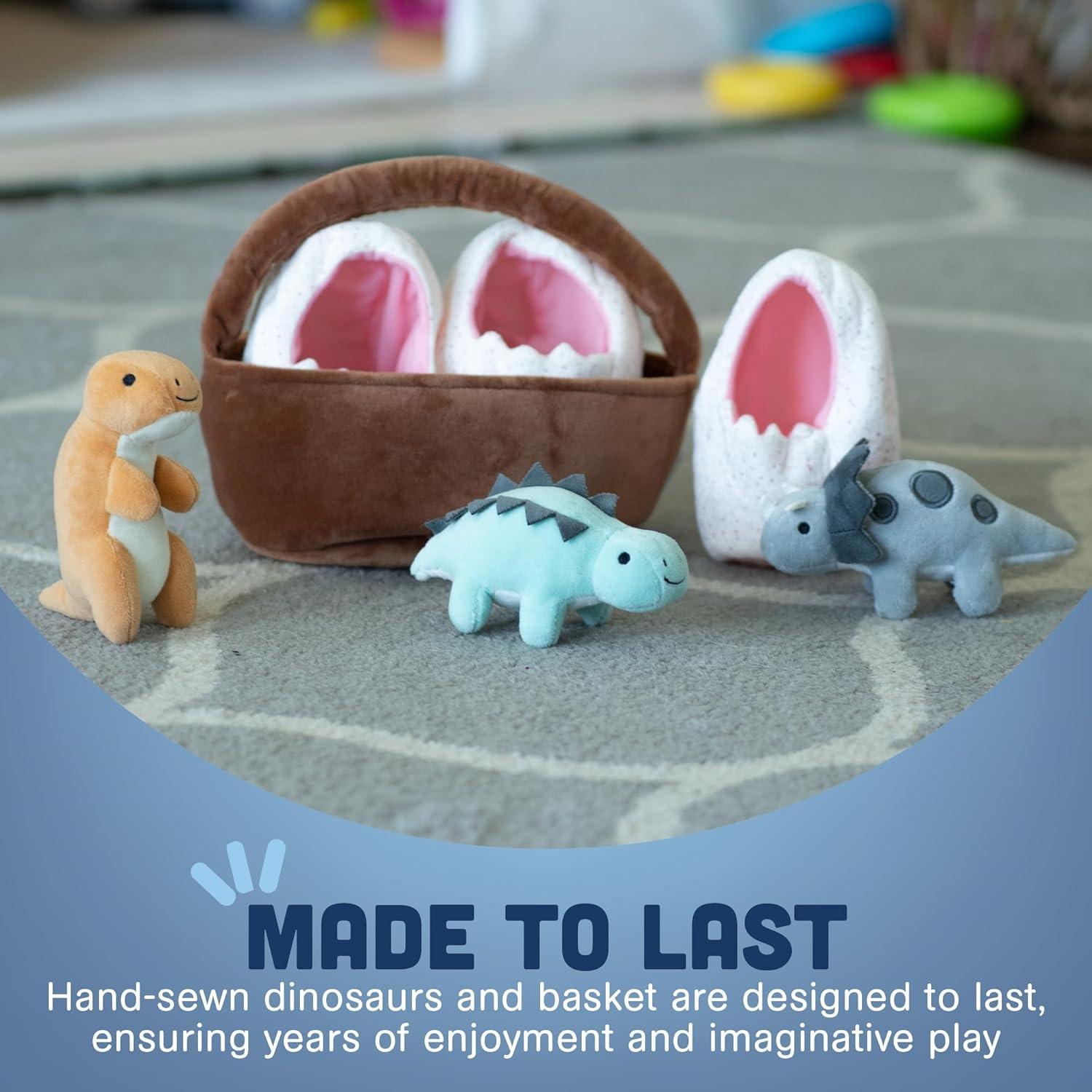 Cesta de Muñecos de Peluche Dinosaurios Bebé Cre8tive Minds 7 Piezas