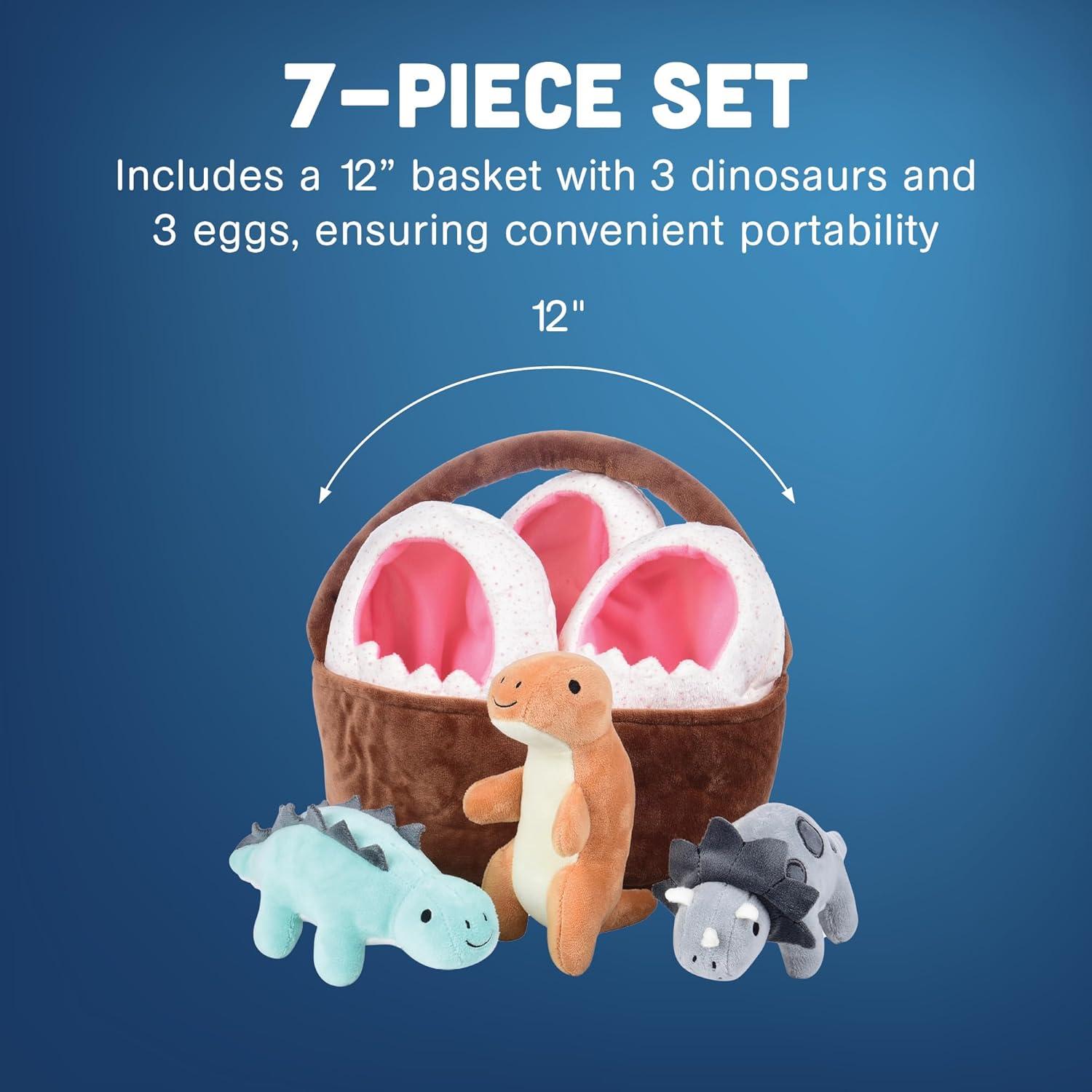 Cesta de Muñecos de Peluche Dinosaurios Bebé Cre8tive Minds 7 Piezas