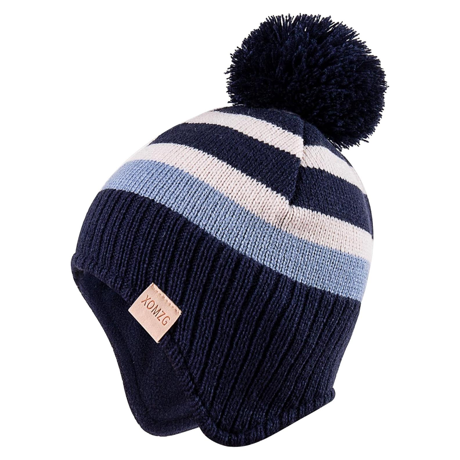 Gorro Beanie para Niños con Orejeras y Bufanda Arcoíris