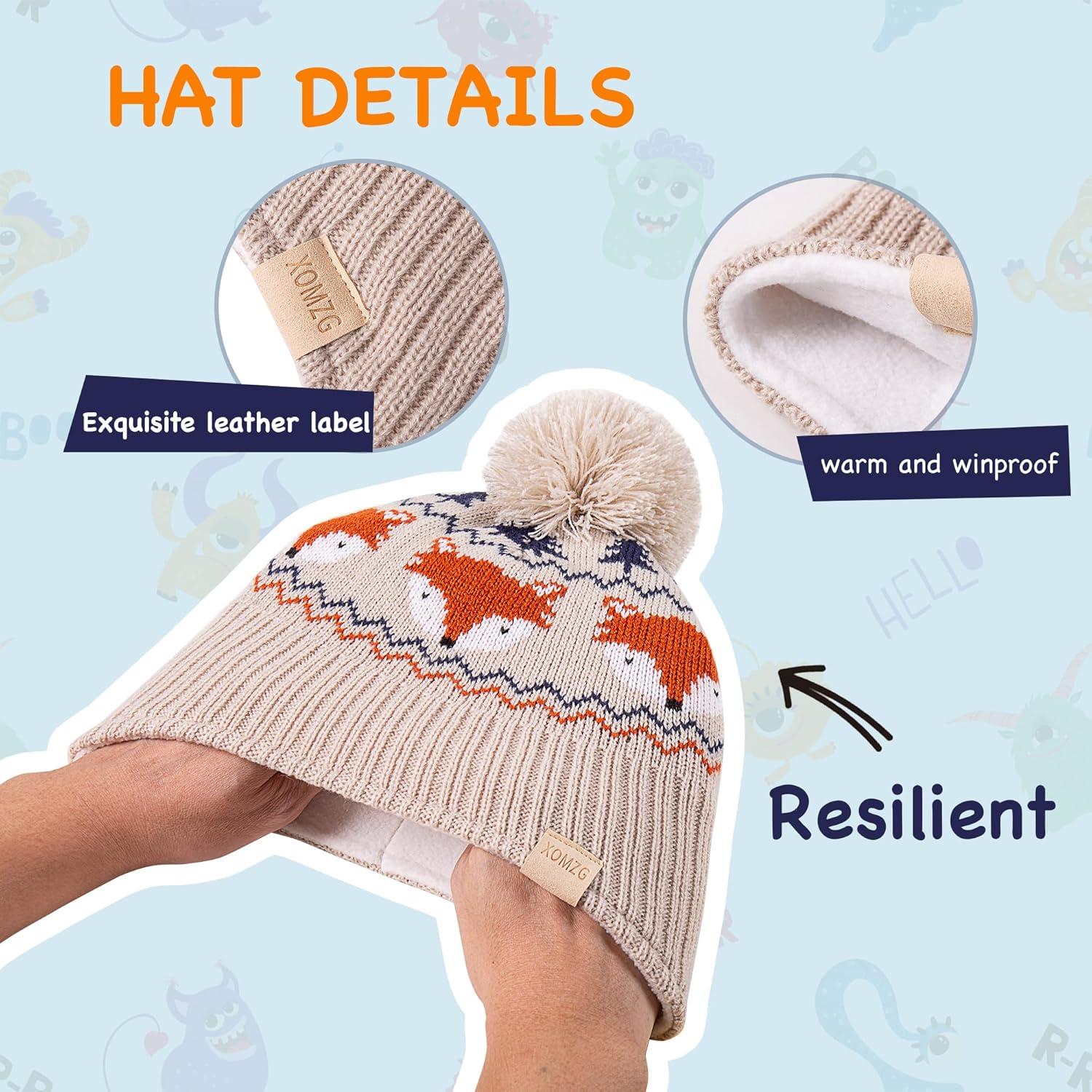 Gorro Beanie para Niños con Orejeras y Bufanda Beige