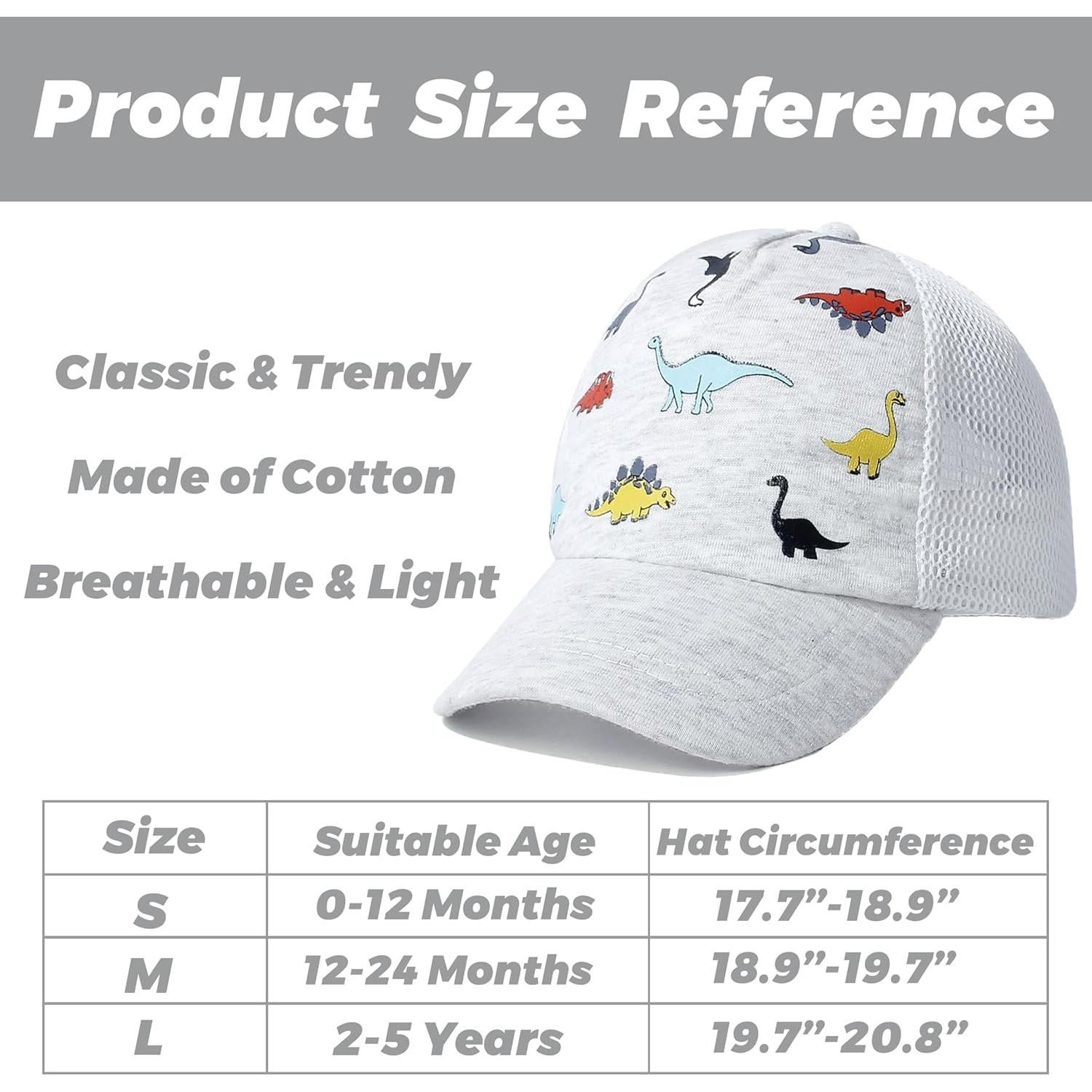 Gorra de béisbol ajustable Dino Blanco 2-5T para niños
