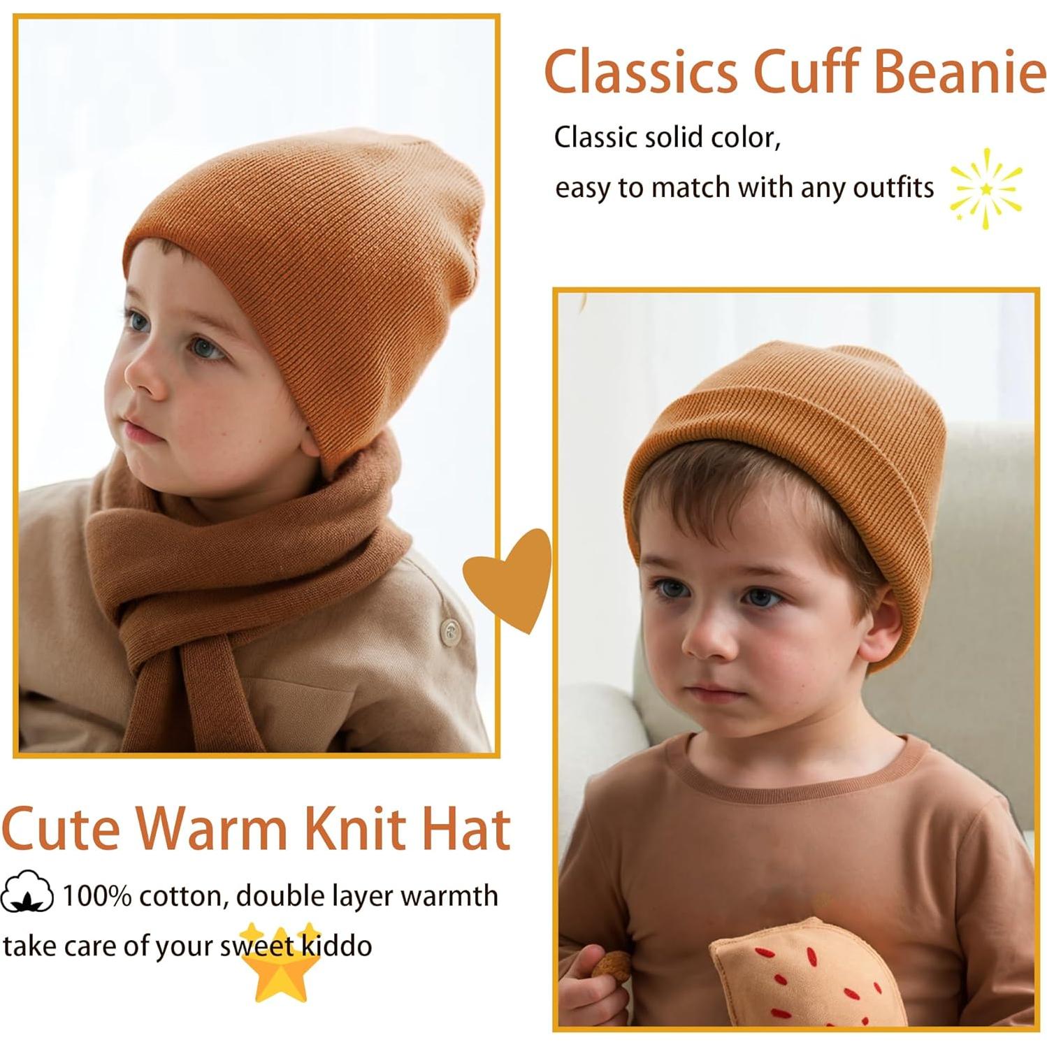 Gorro Beanie 100% Algodón para Niños 6-36 Meses Beige