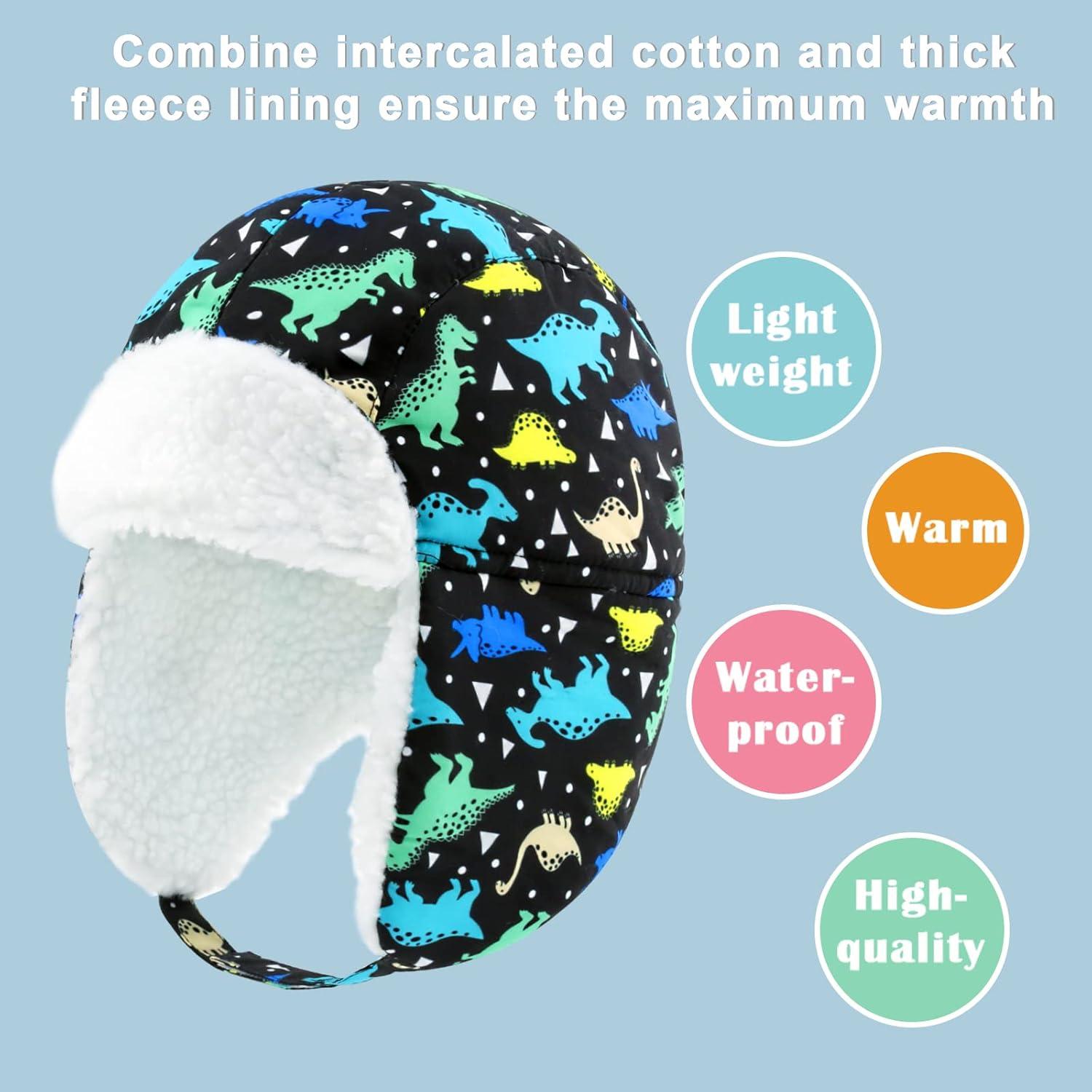 Sombrero Trapper BAVST para Niños 2-4T Dinosaurio Impermeable