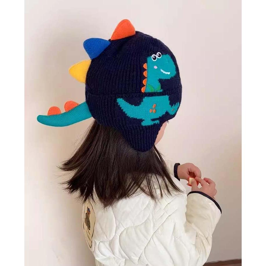 Gorro de Invierno Dinosaurio para Niños 2-7 Años con Bufanda