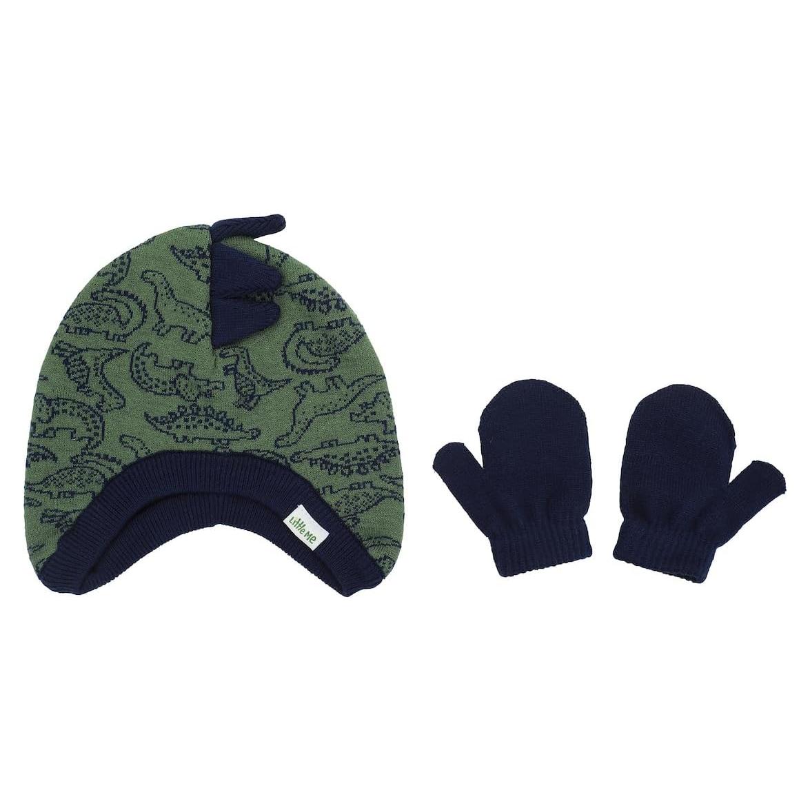 Conjunto gorro y manoplas dinosaurio estilo peruano para niños