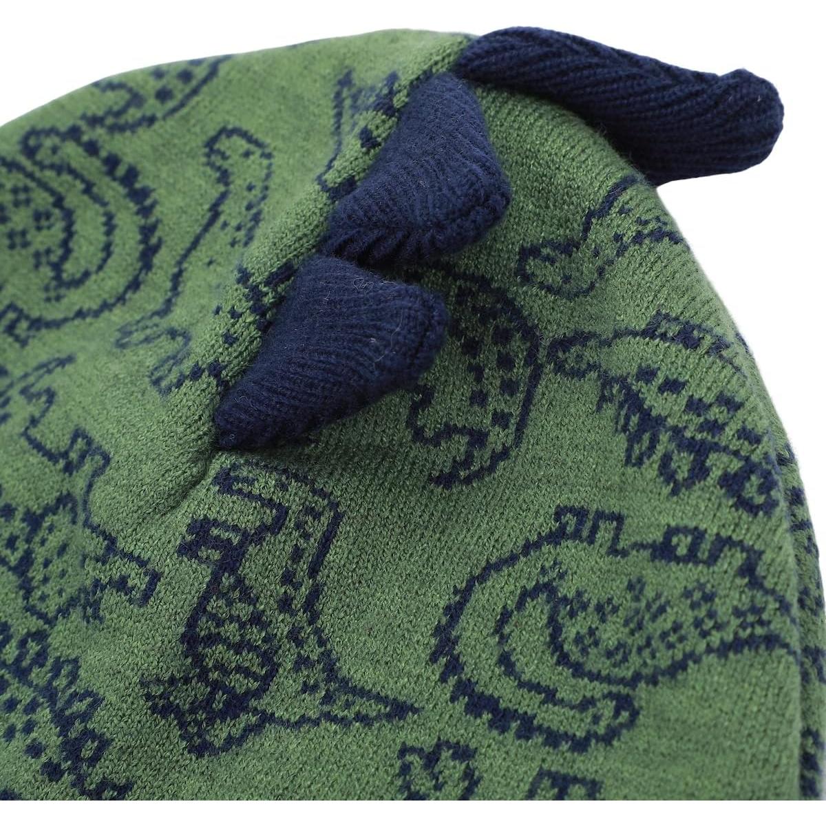 Conjunto gorro y manoplas dinosaurio estilo peruano para niños