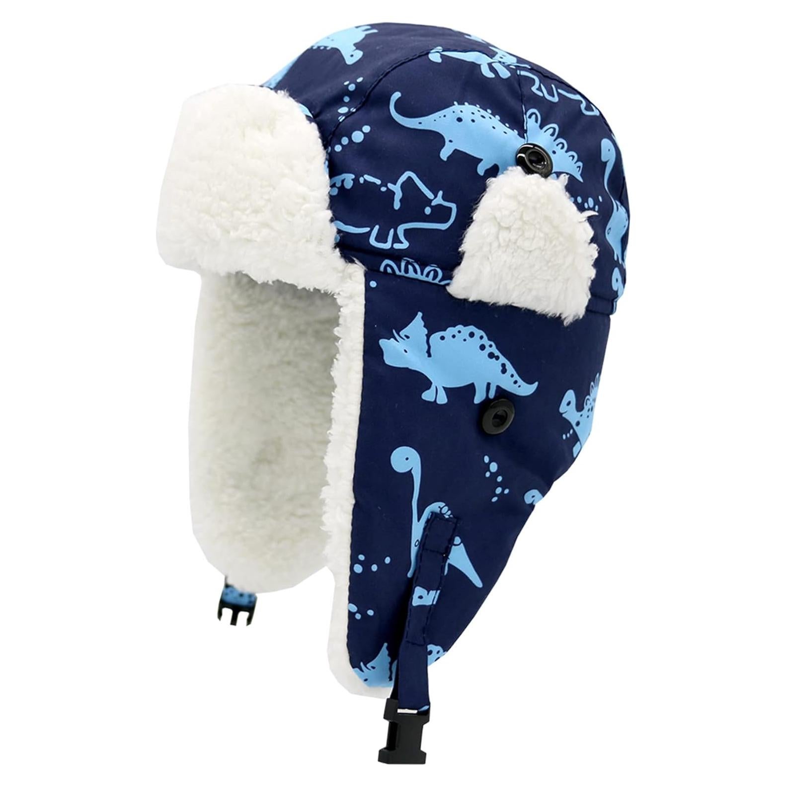 Gorro de Invierno Olreco para Bebés 12-24 Meses Dinosaurio Azul