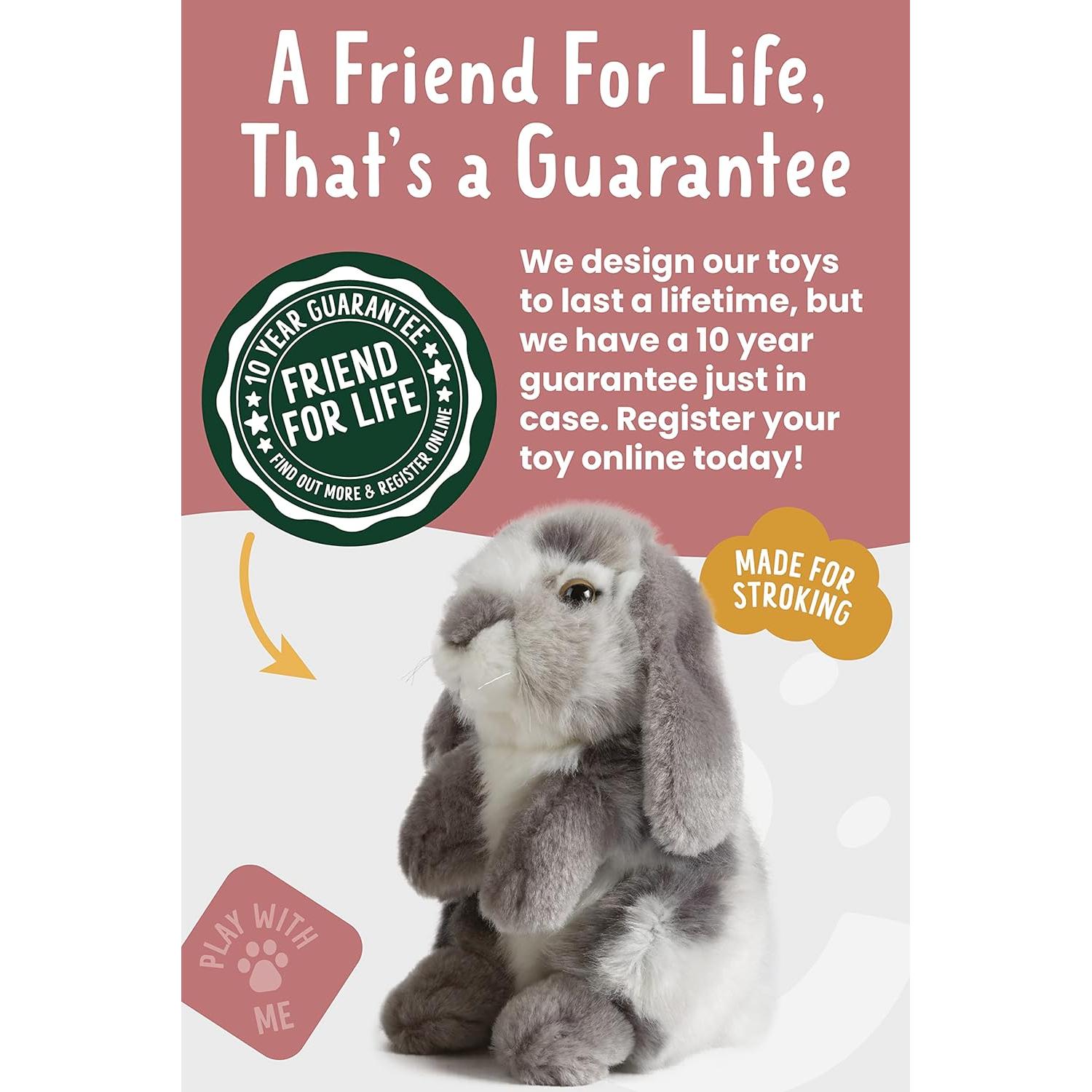 Conejo de Peluche Gris con Orejas Caídas Living Nature 21 cm