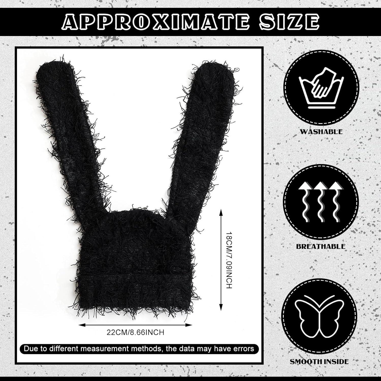 Gorro de Invierno Chuarry Bunny Negro con Orejas de Conejo