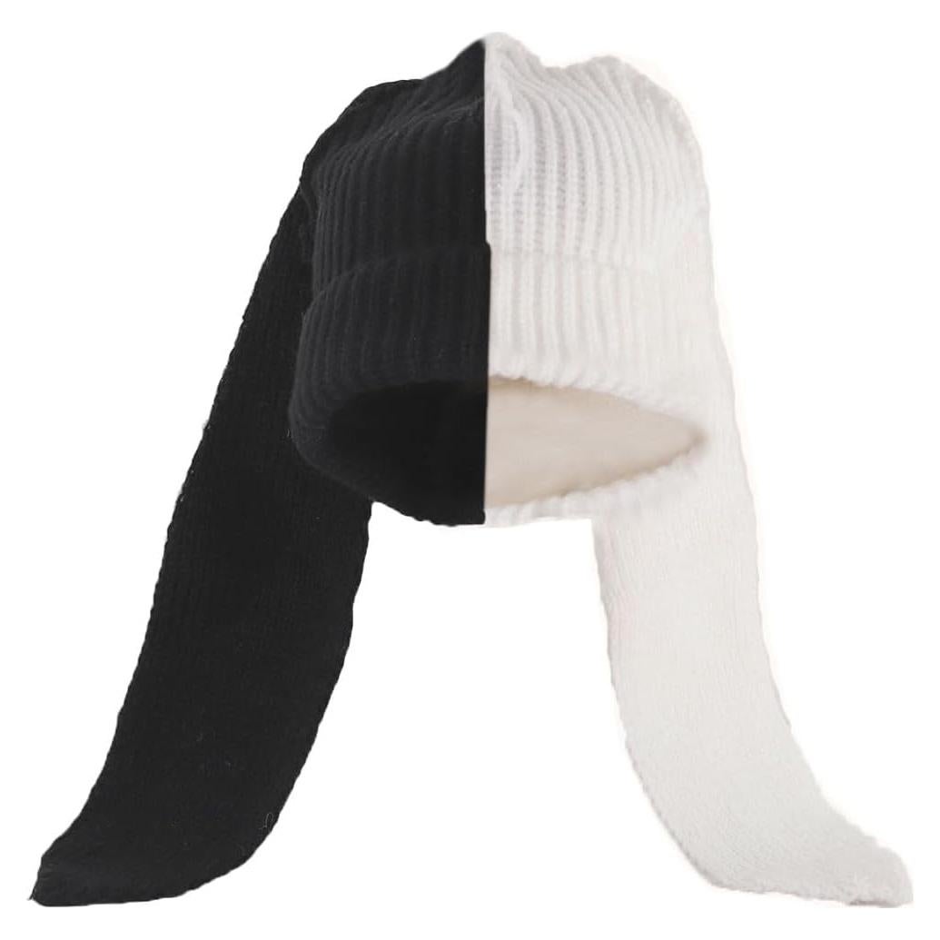Gorro de Conejo Lindo para Invierno - Talla Única - Negro y Blanco