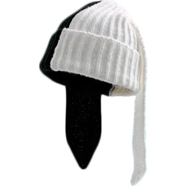 Gorro de Conejo Lindo para Invierno - Talla Única - Negro y Blanco