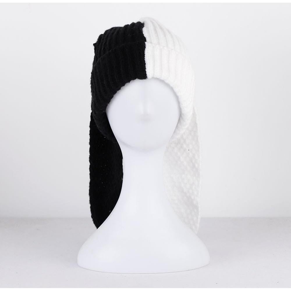 Gorro de Conejo Lindo para Invierno - Talla Única - Negro y Blanco
