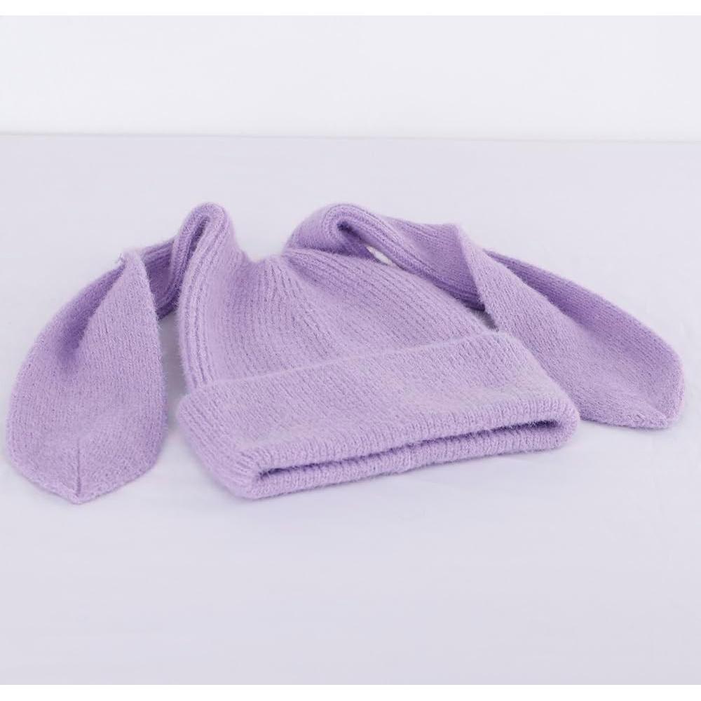 Gorro de Invierno para Mujeres - Conejo Blanco de Lana