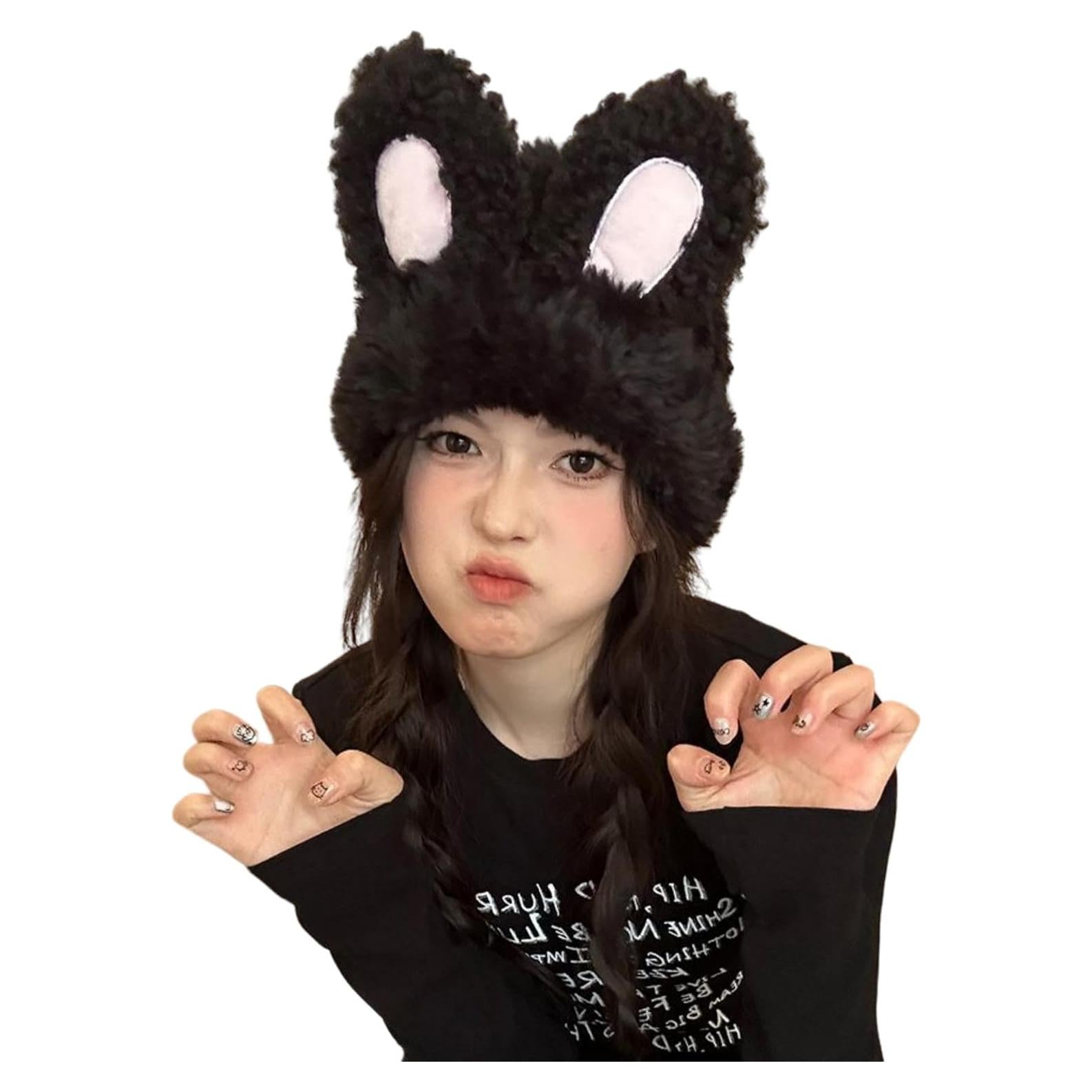 Gorro de Pana con Orejas de Conejo JUMISEE para Invierno