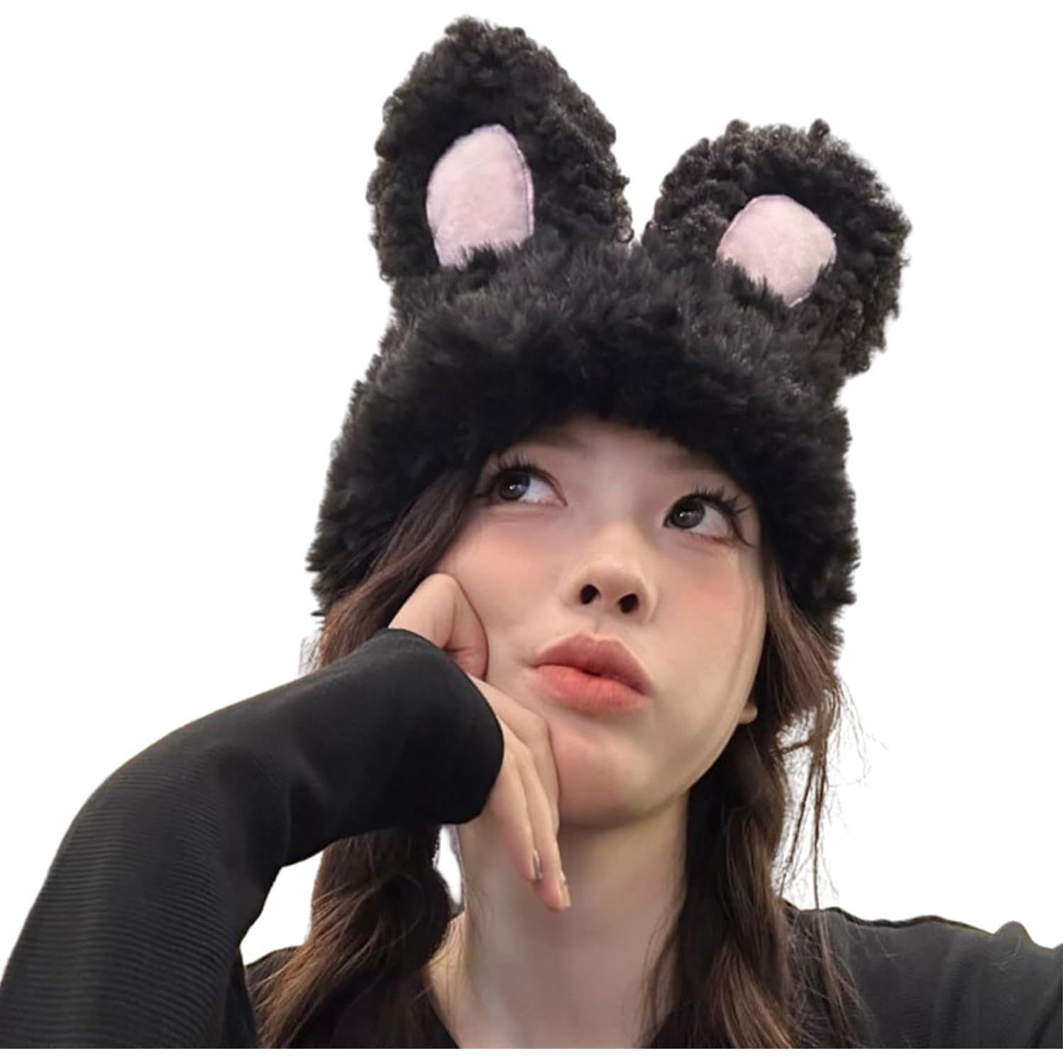 Gorro de Pana con Orejas de Conejo JUMISEE para Invierno