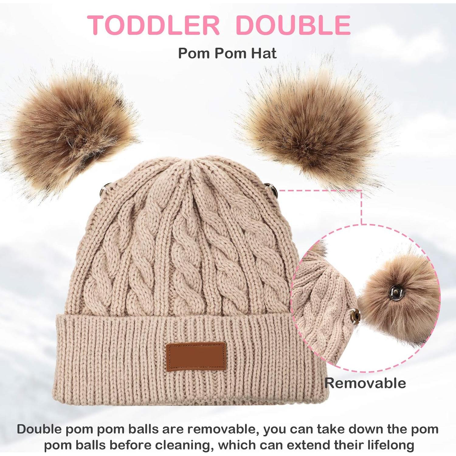 Gorras de Invierno para Niños Geyoga - 3 Piezas con Pompones