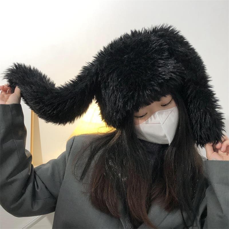 Gorro de Conejo Difuso Y2K HENWASAI para Mujeres - Tamaño Único
