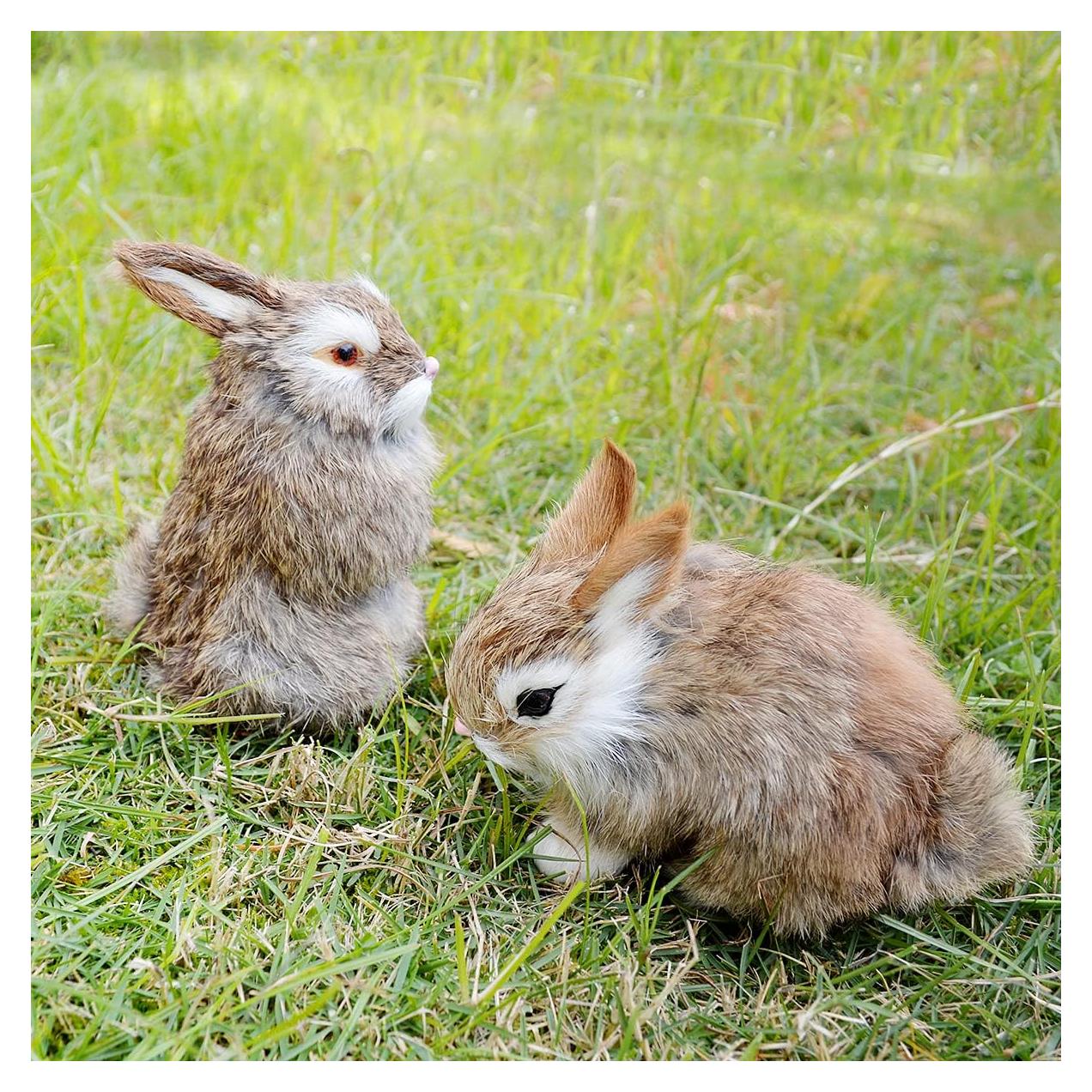 Pack de 2 Conejos de Pascua Peludos Basuo-9Q 10x7x14cm