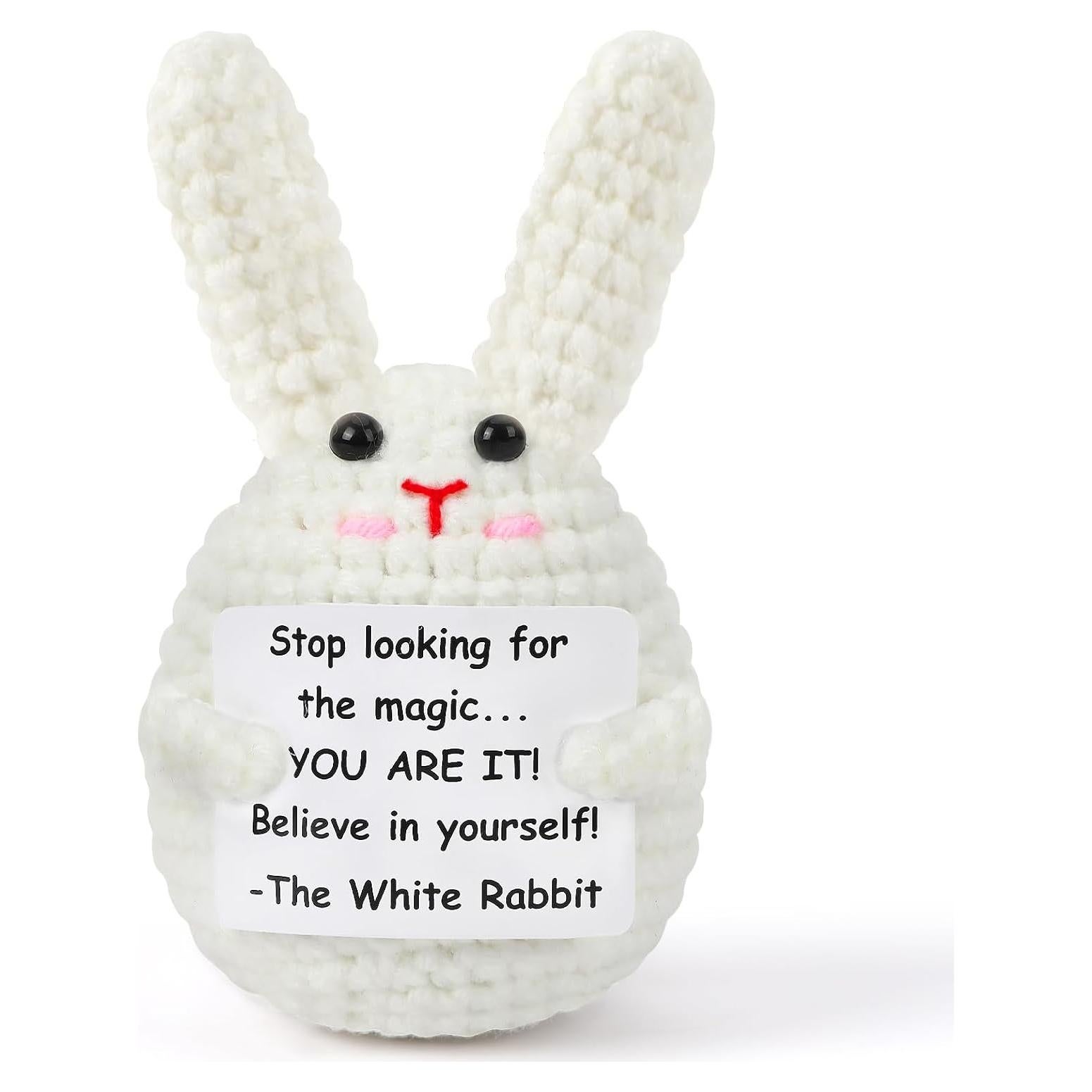 Conejo de Ganchillo Positivo JULEASEL con Tarjeta de Ánimo