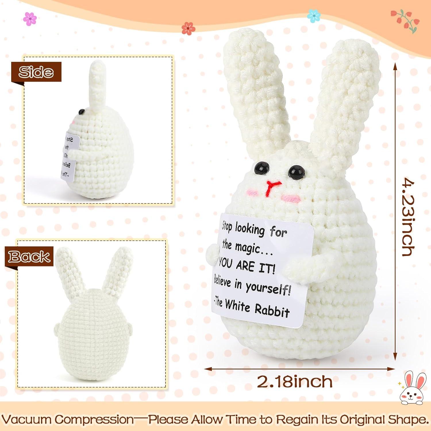 Conejo de Ganchillo Positivo JULEASEL con Tarjeta de Ánimo