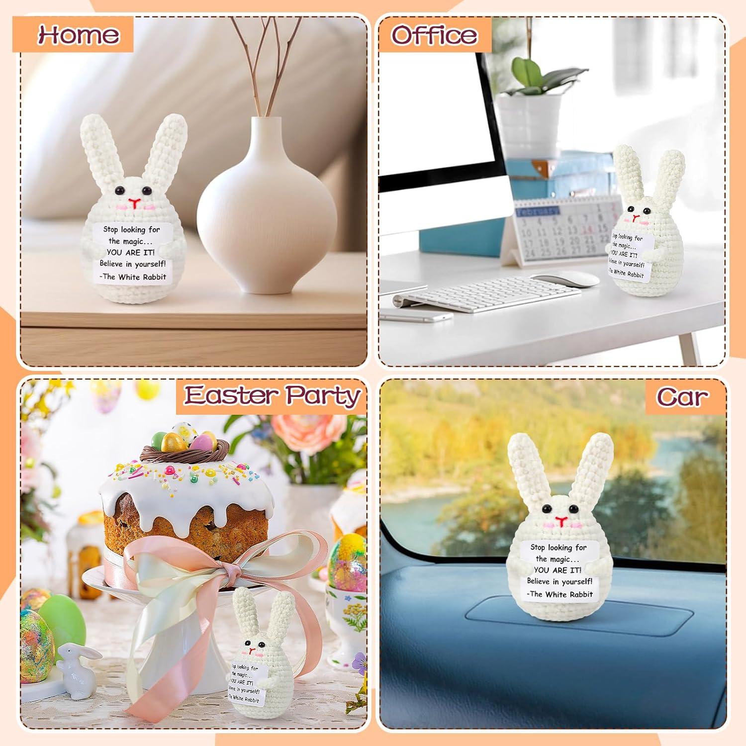 Conejo de Ganchillo Positivo JULEASEL con Tarjeta de Ánimo