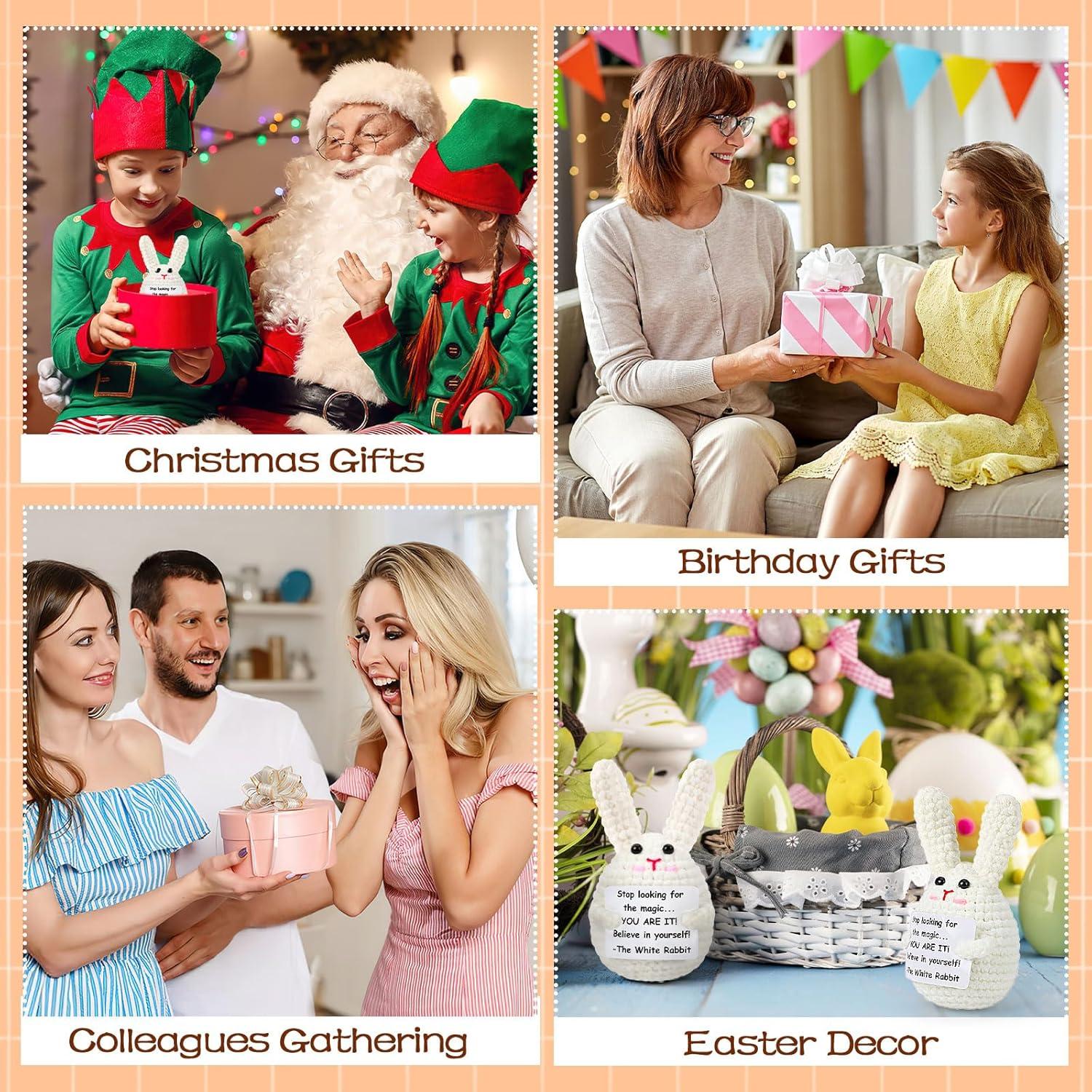 Conejo de Ganchillo Positivo JULEASEL con Tarjeta de Ánimo