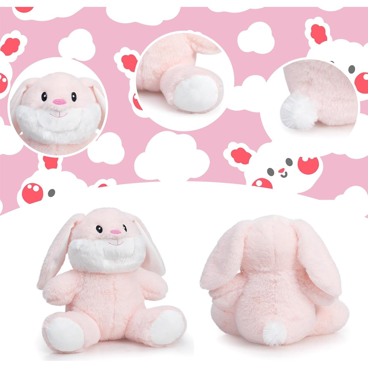 Conejo de Peluche HollyHOME 25cm Rosa Suave para Niños