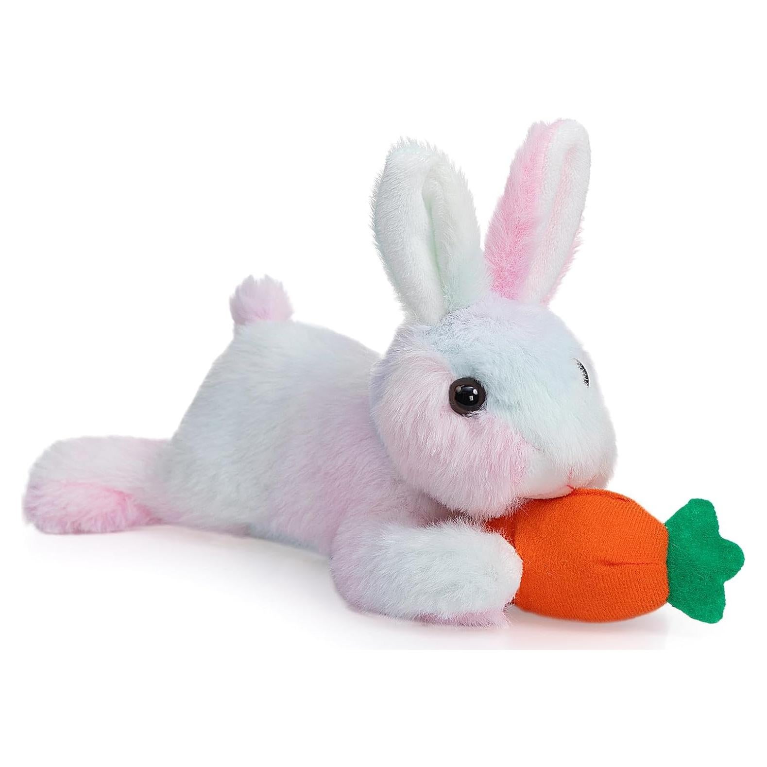 Conejo de Peluche HollyHOME 25.4 cm con Zanahoria Arcoíris