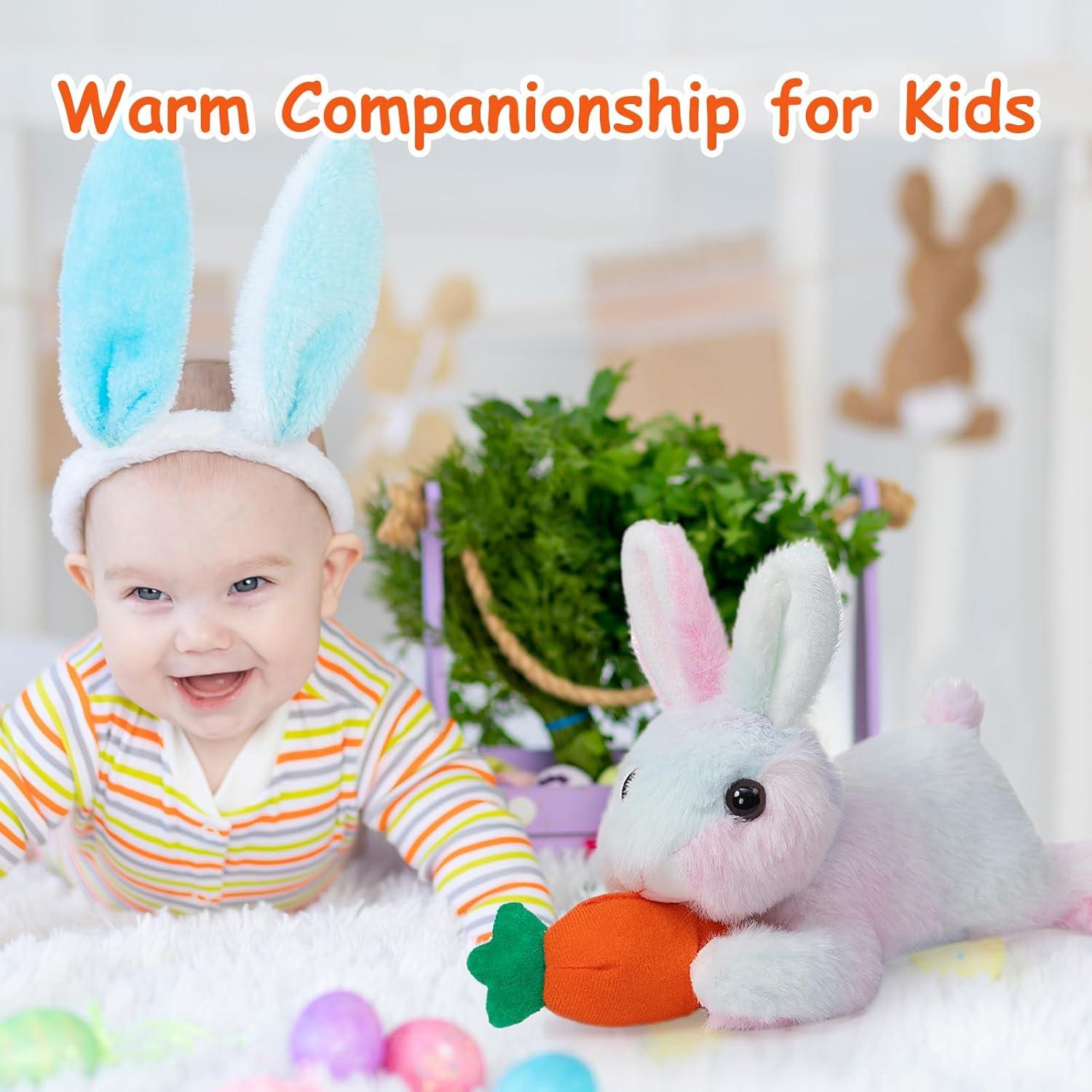 Conejo de Peluche HollyHOME 25.4 cm con Zanahoria Arcoíris