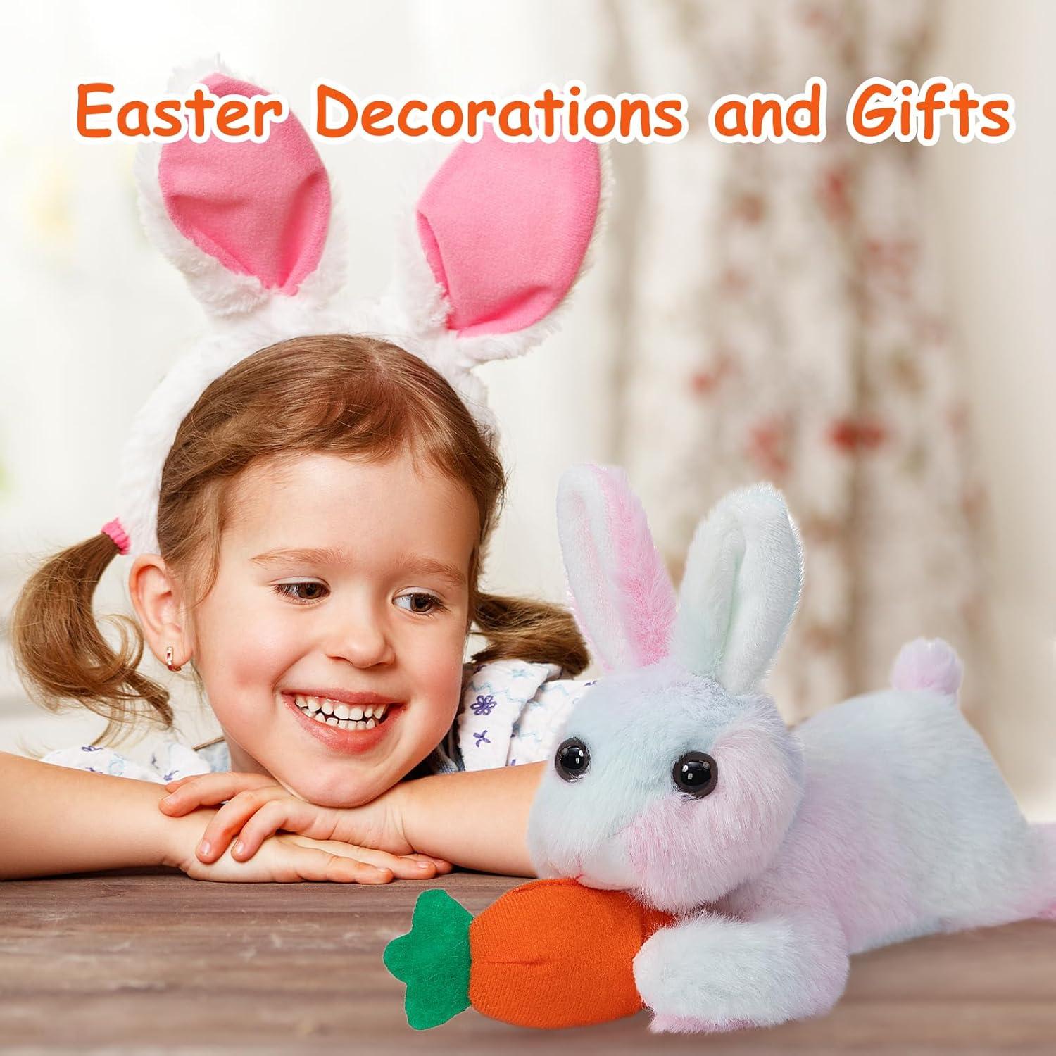 Conejo de Peluche HollyHOME 25.4 cm con Zanahoria Arcoíris