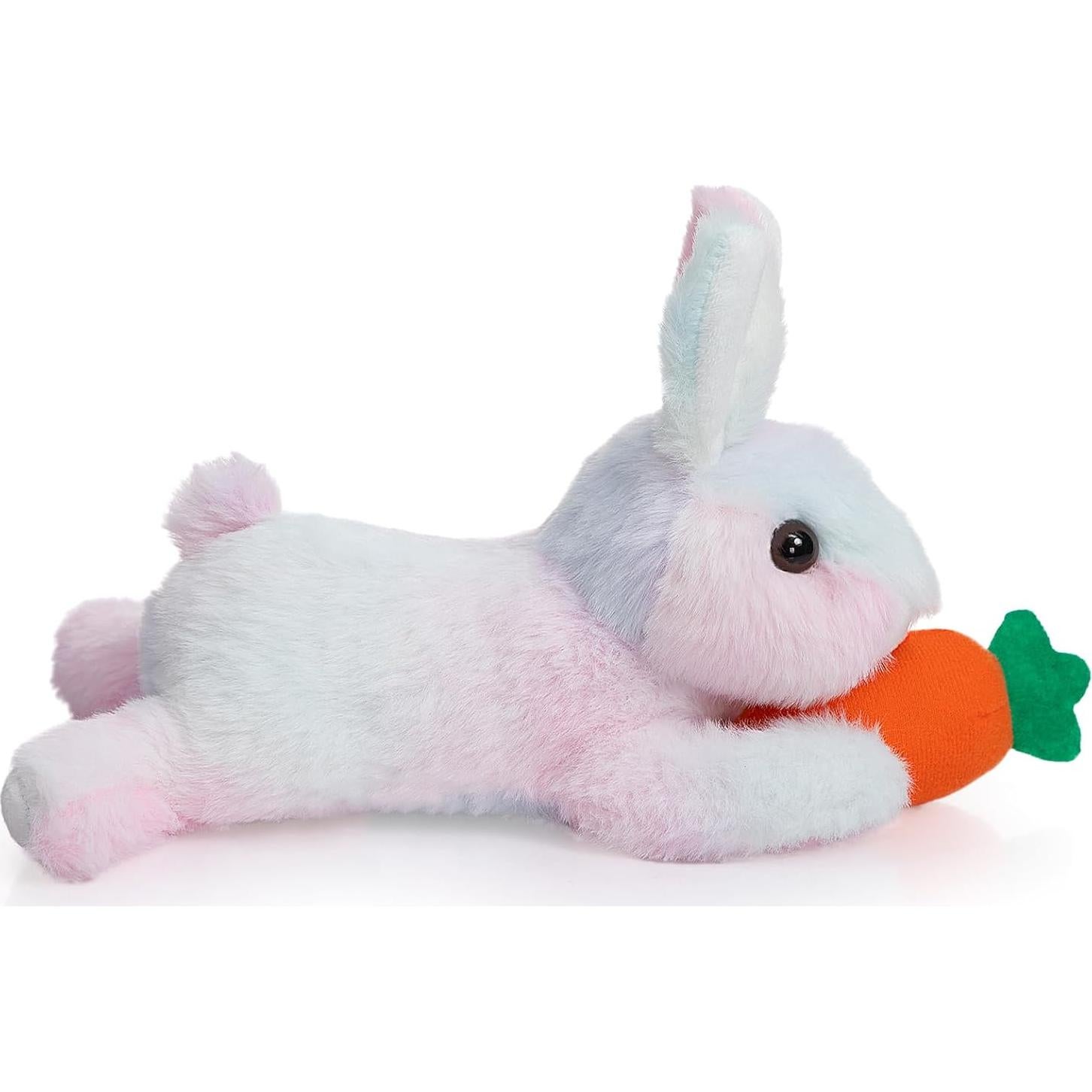 Conejo de Peluche HollyHOME 25.4 cm con Zanahoria Arcoíris