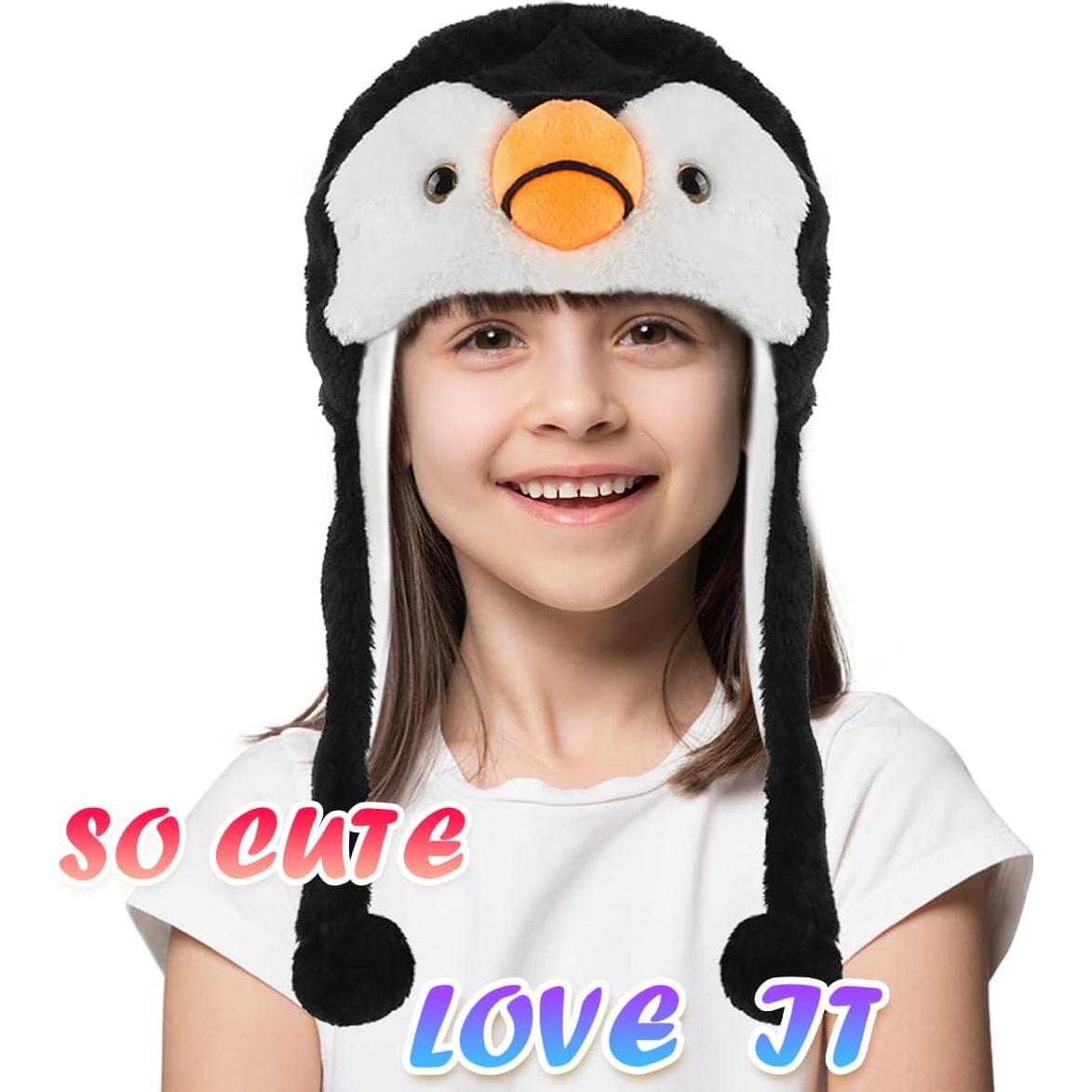 Sombrero de Peluche de Animal Audaisyly - Pingüino, Talla Única