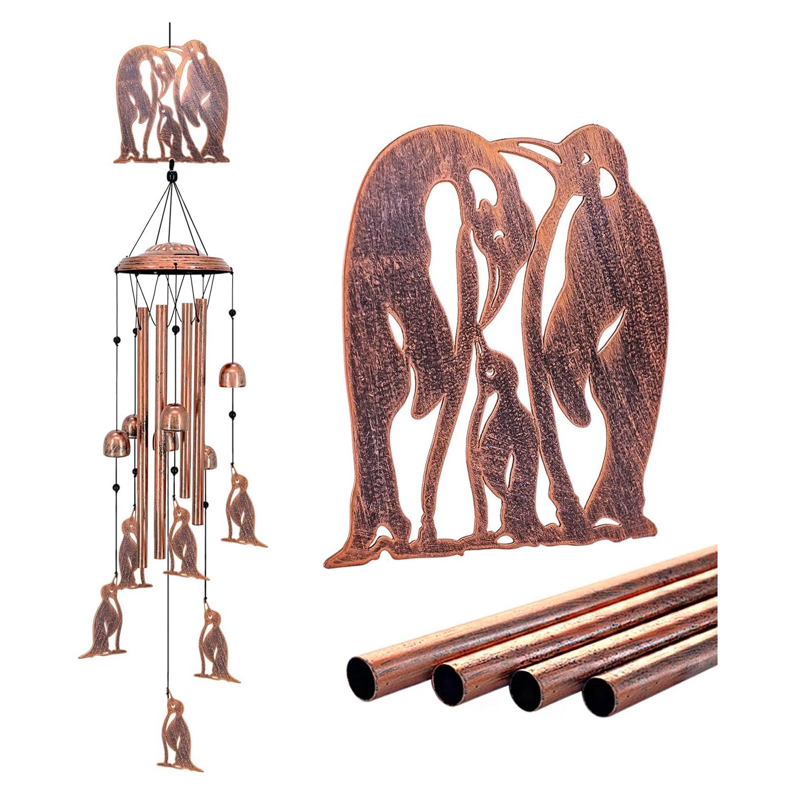 Campana de Viento de Pingüino SRDJXY 86.36 cm Metal Exterior