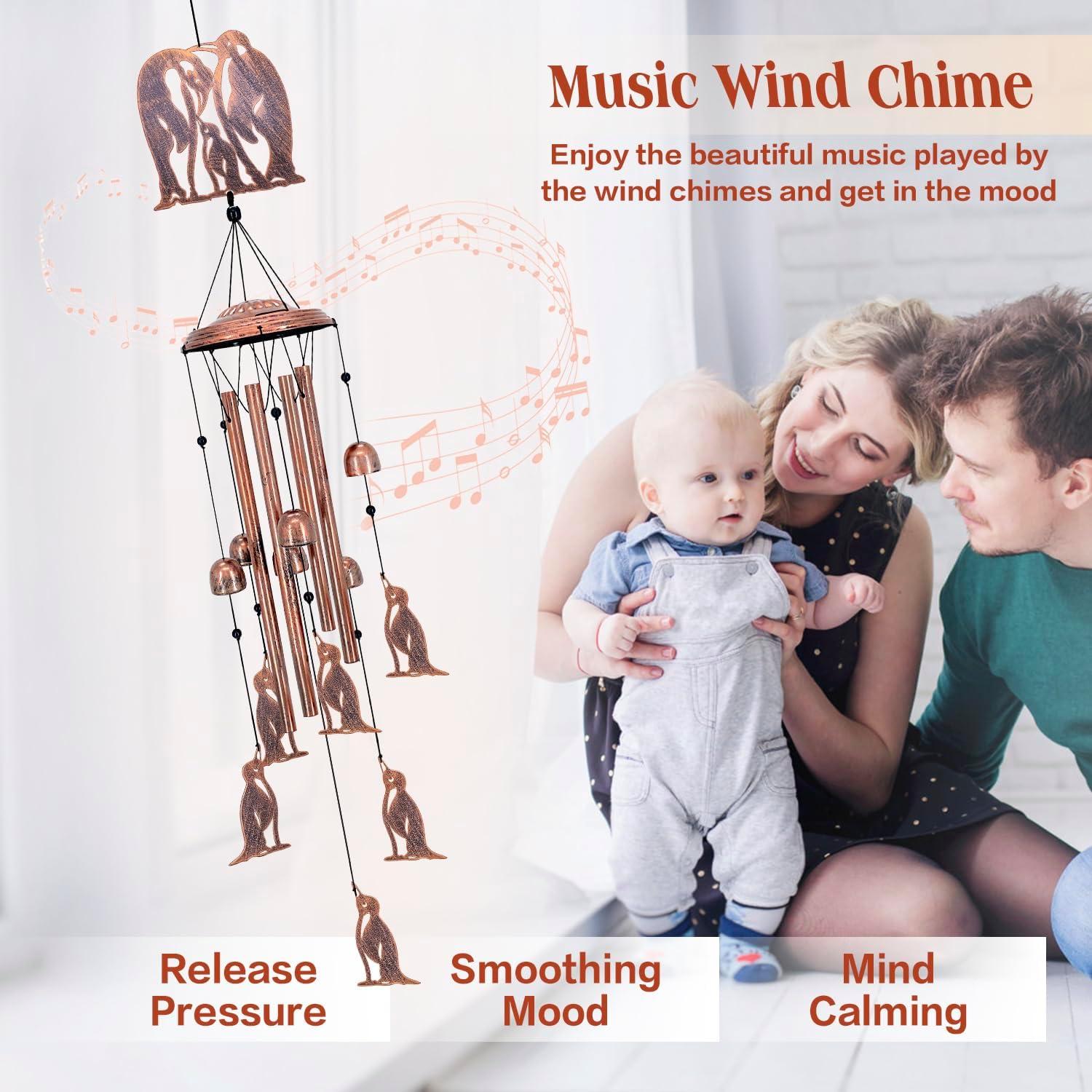 Campana de Viento de Pingüino SRDJXY 86.36 cm Metal Exterior