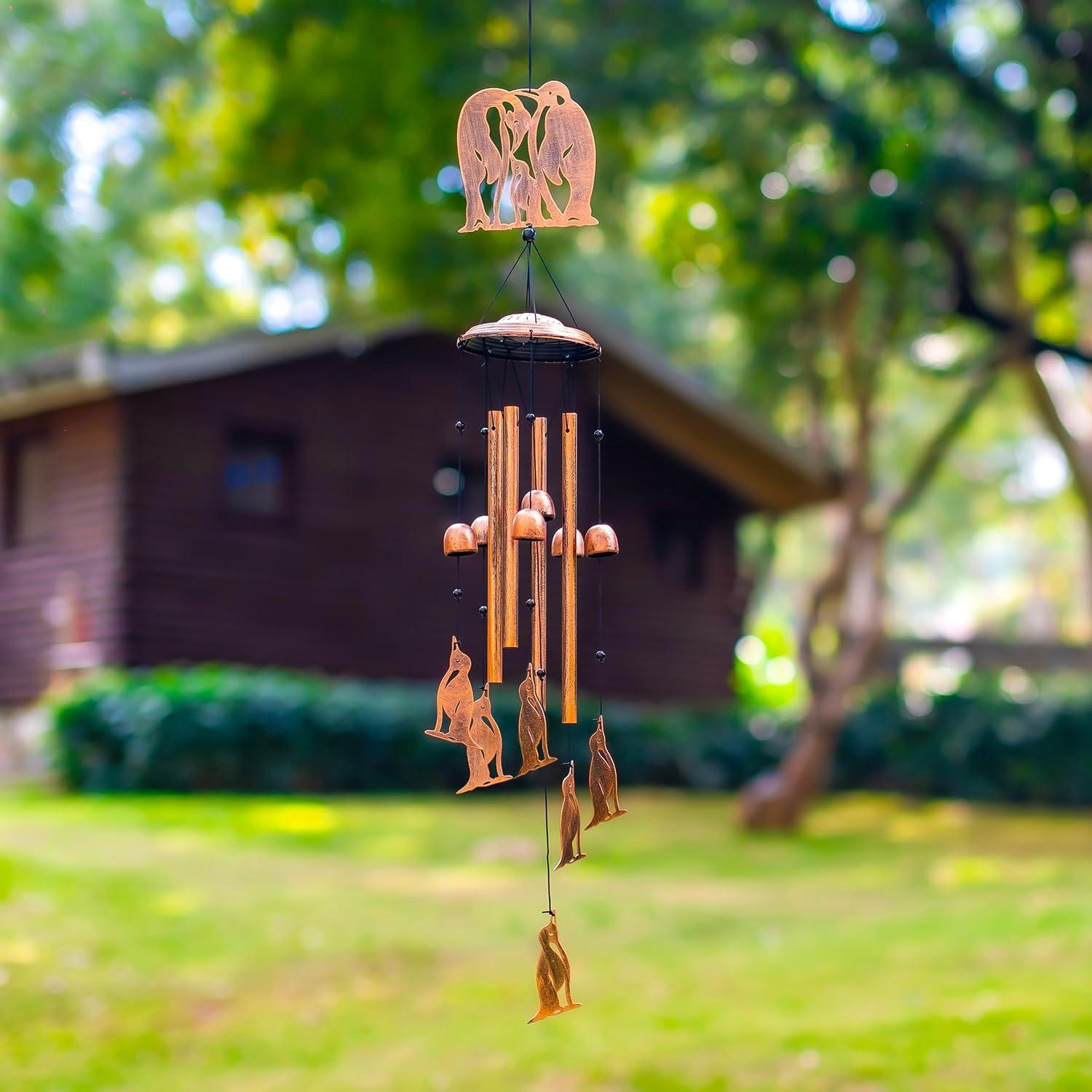 Campana de Viento de Pingüino SRDJXY 86.36 cm Metal Exterior