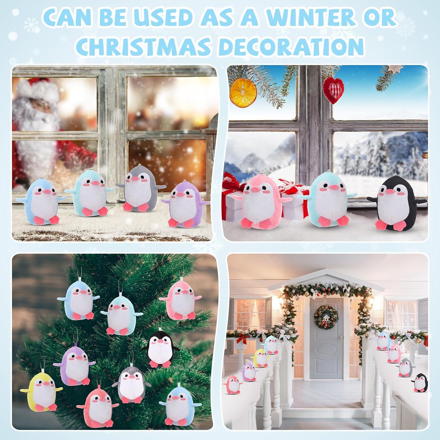 24 Mini Pingüinos de Peluche Llavero Blueweenly 12 cm