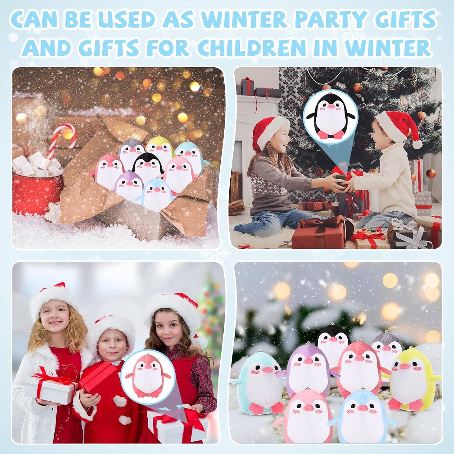 24 Mini Pingüinos de Peluche Llavero Blueweenly 12 cm