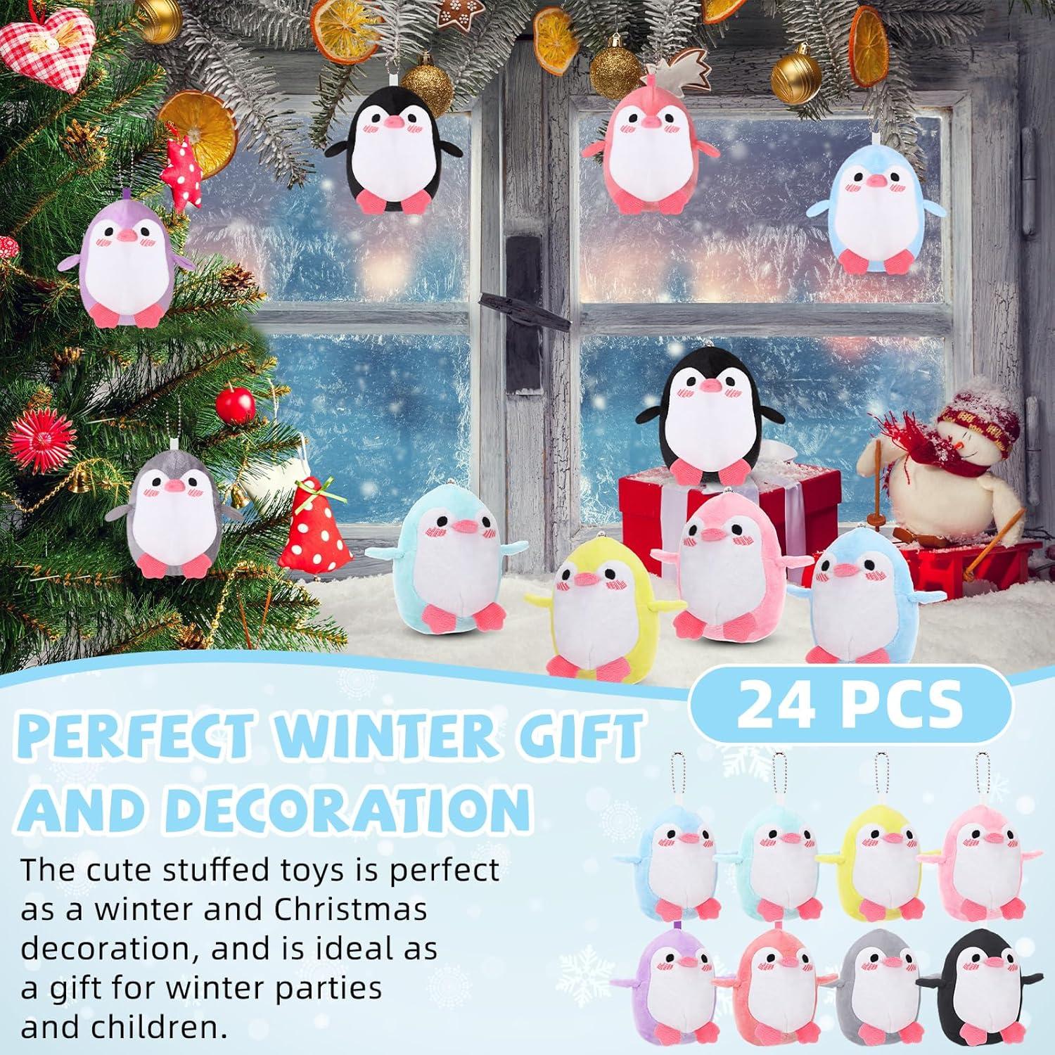 24 Mini Pingüinos de Peluche Llavero Blueweenly 12 cm